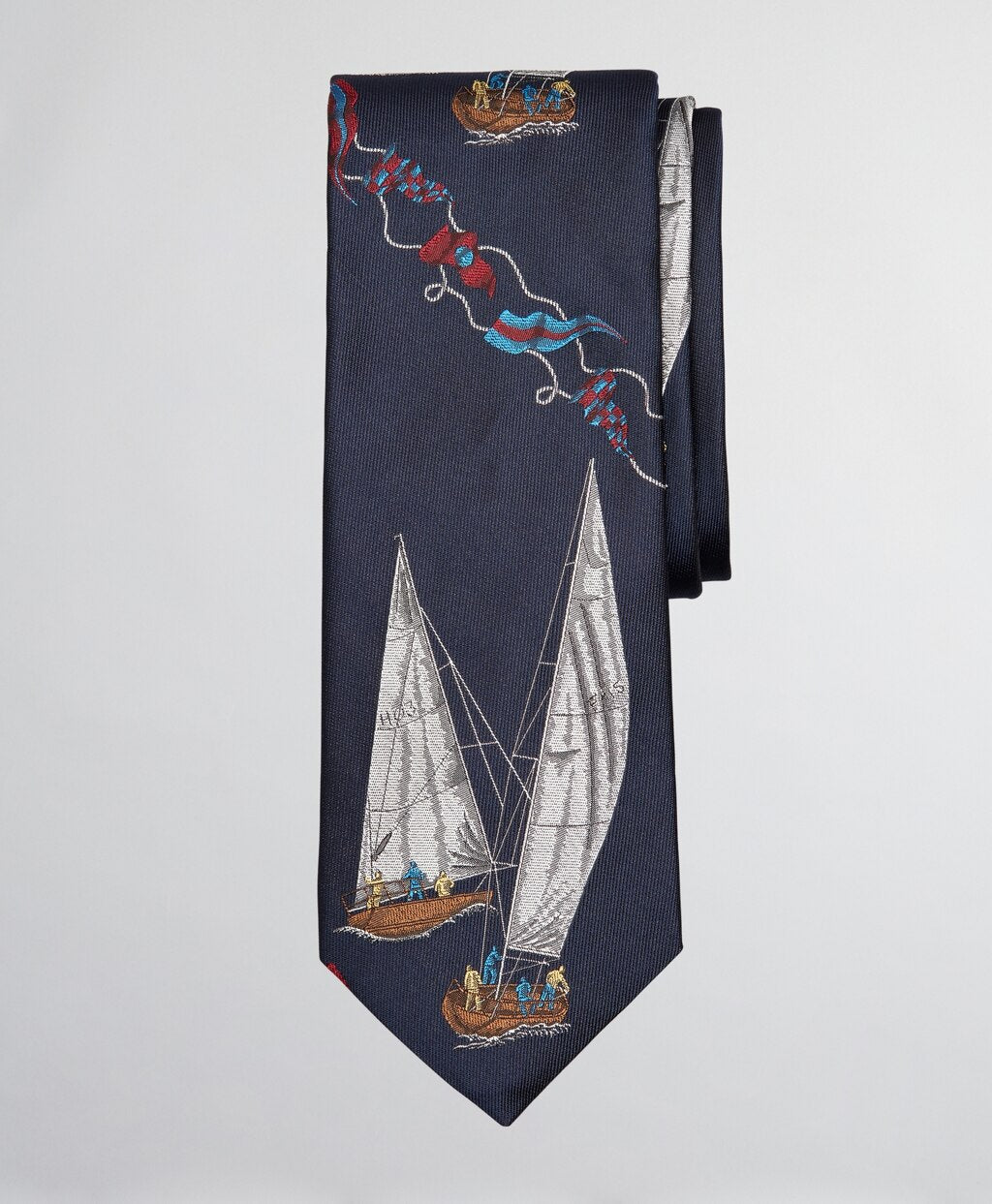 Brooks Brothers Men Limited Edition Archival Collection Sail Boat and Sail Flag Silk Tie