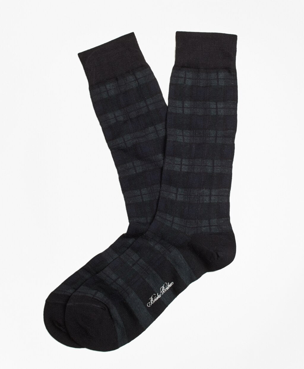 Brooks Brothers Men Black Watch Crew Socks