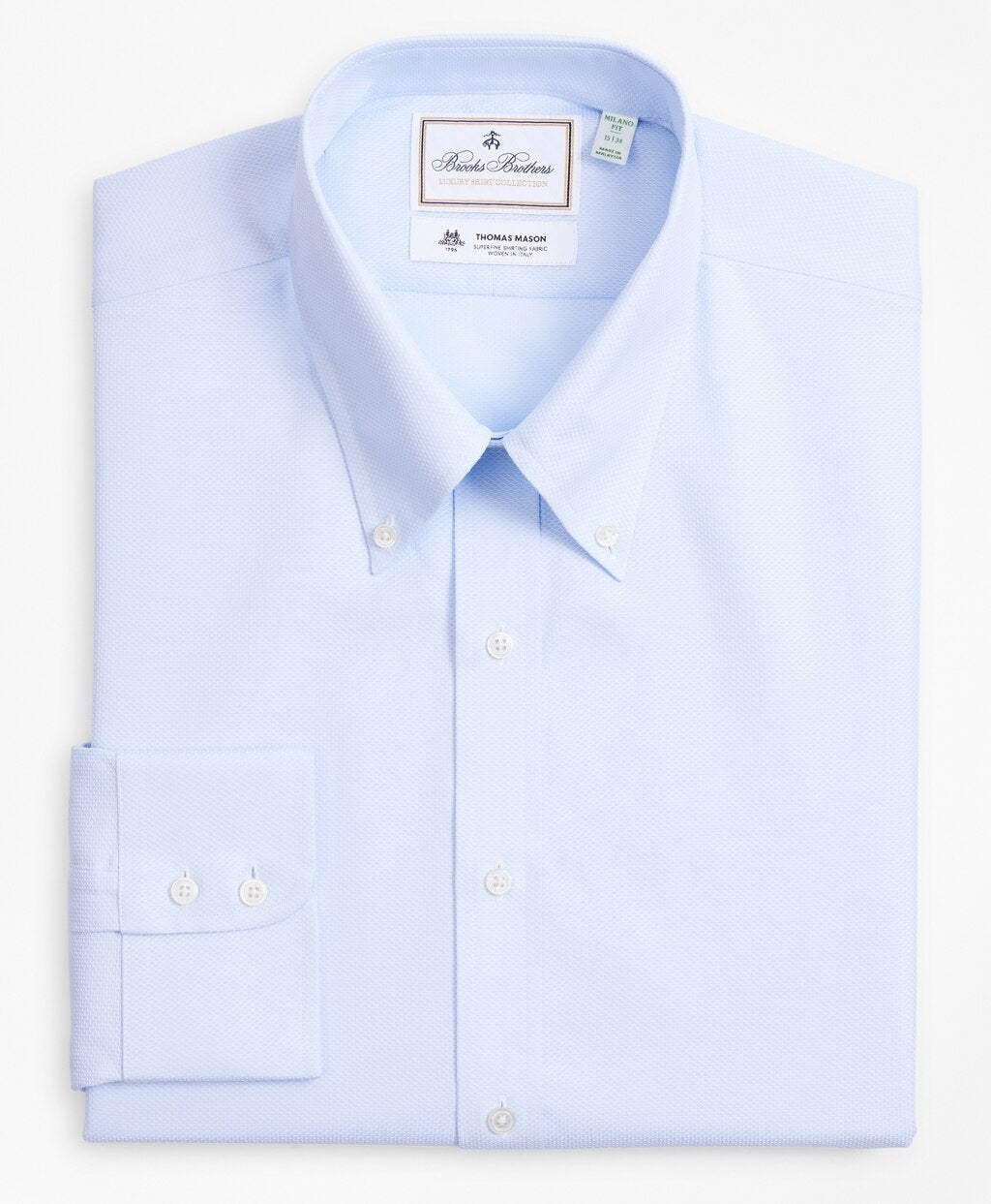Brooks Brothers Men Luxury Collection Milano Slim-Fit Dress Shirt, Button-Down Collar Dobby Links