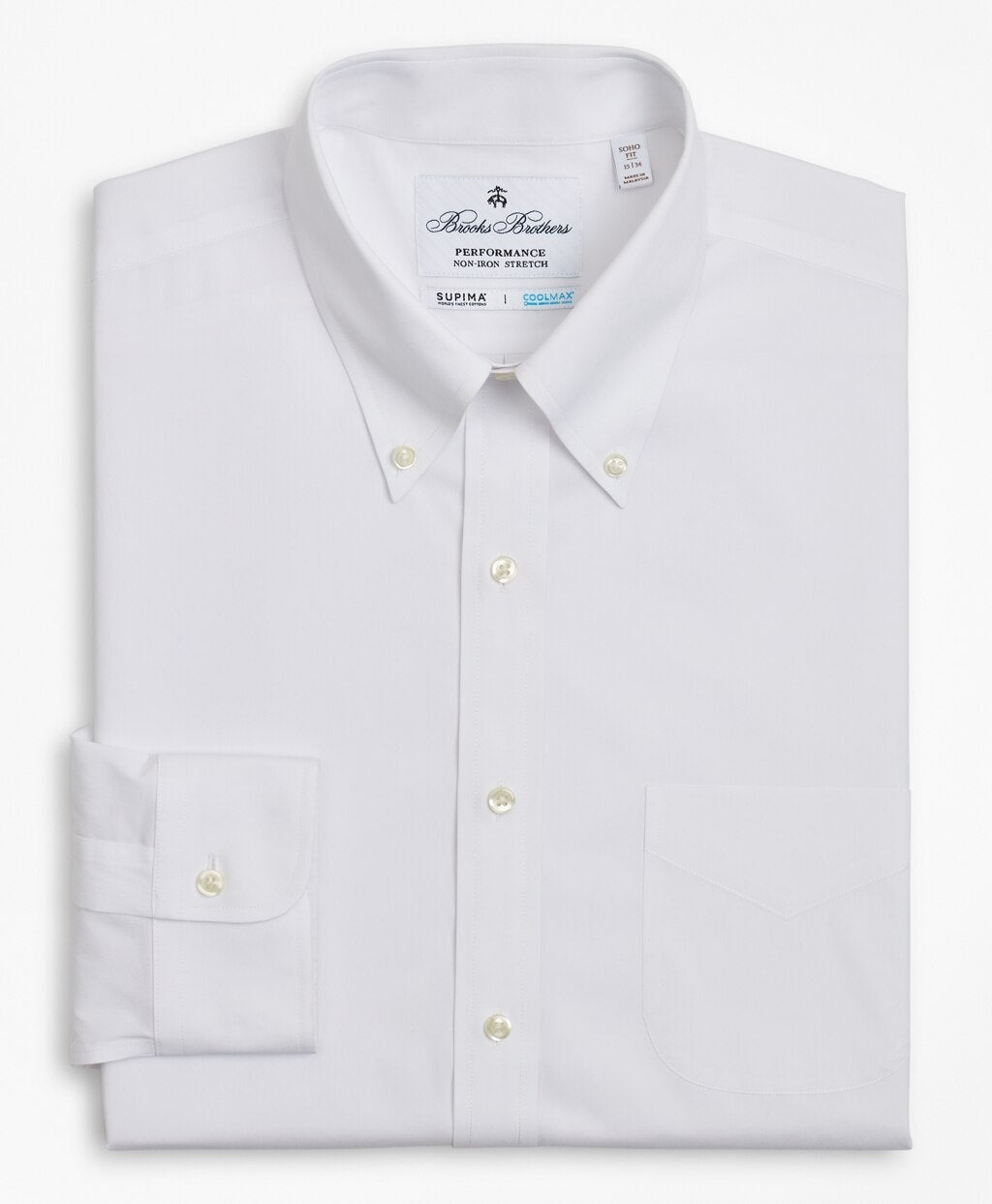 Brooks Brothers Men Soho Extra-Slim Fit Dress Shirt, Performance Non-Iron with COOLMAX®, Button-Down Collar Twill