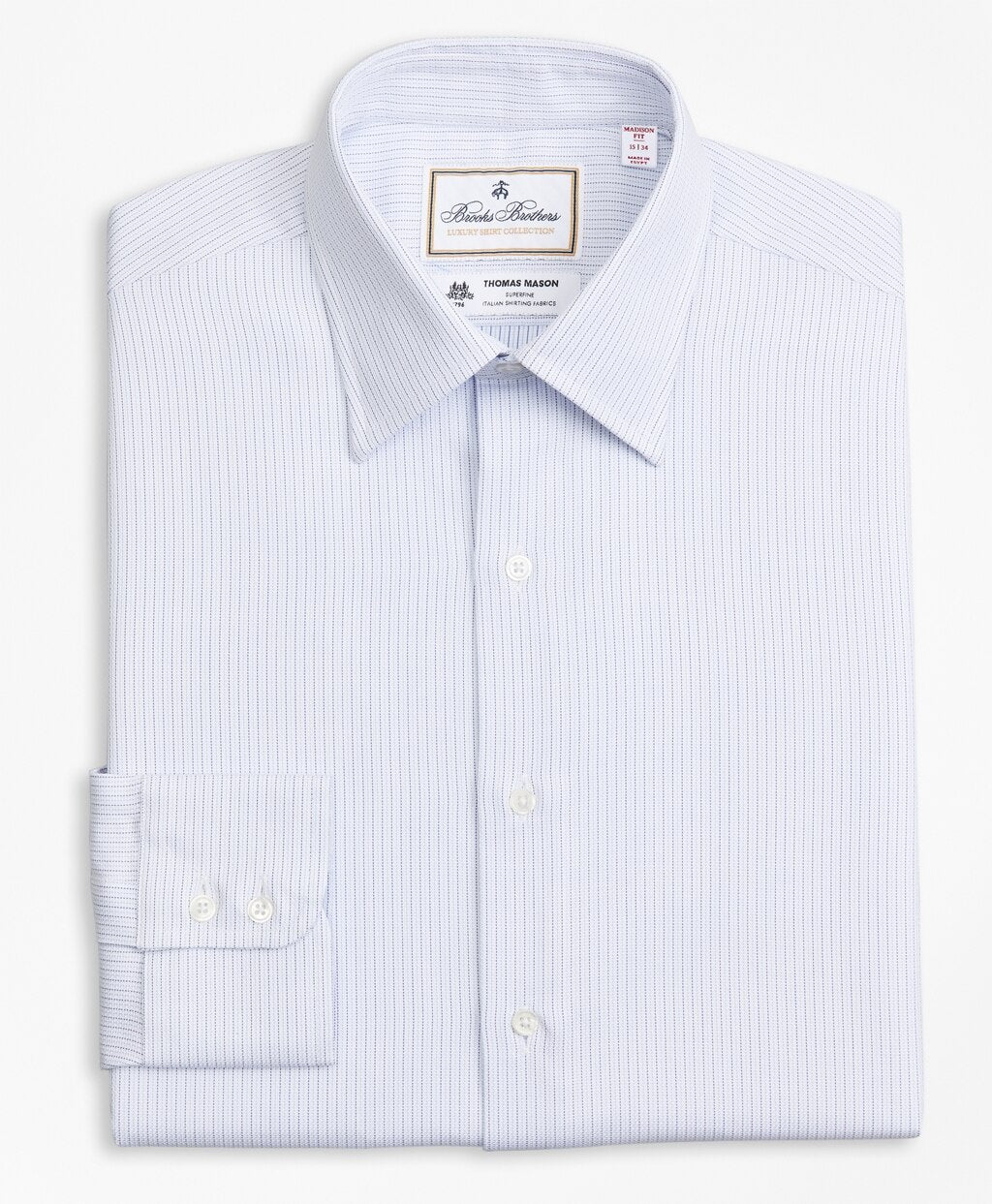 Brooks Brothers Men Luxury Collection Madison Classic-Fit Dress Shirt, Franklin Spread Collar Textured Stripe