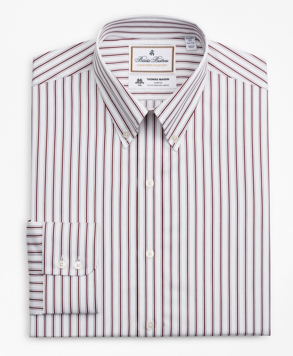 Brooks Brothers Men Luxury Collection Regent Fitted Dress Shirt, Button-Down Collar Stripe