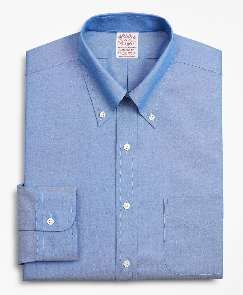 Brooks Brothers Men Stretch Madison Classic-Fit Dress Shirt, Non-Iron Pinpoint Button-Down Collar