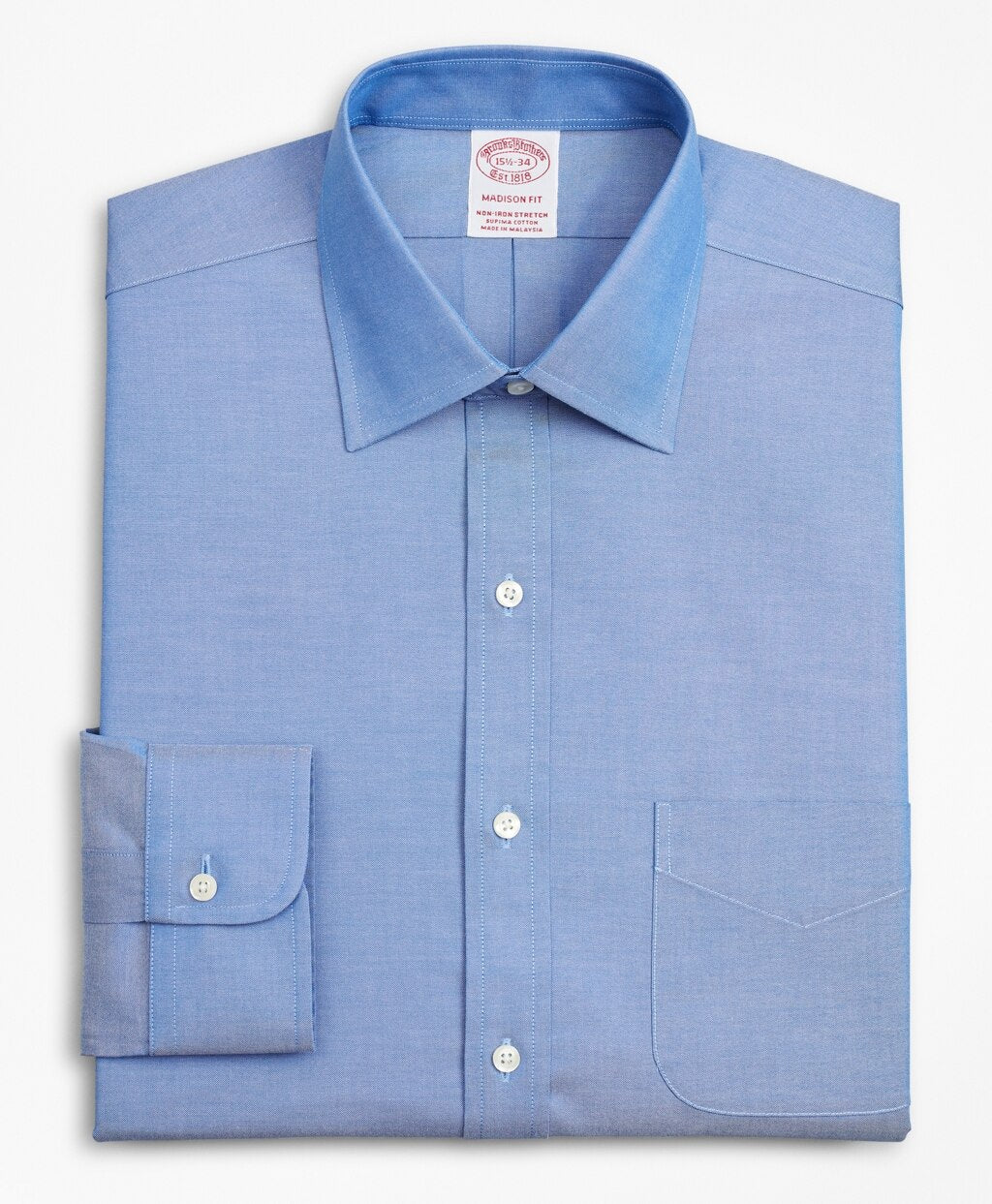 Brooks Brothers Men Stretch Madison Classic-Fit Dress Shirt, Non-Iron Pinpoint Ainsley Collar