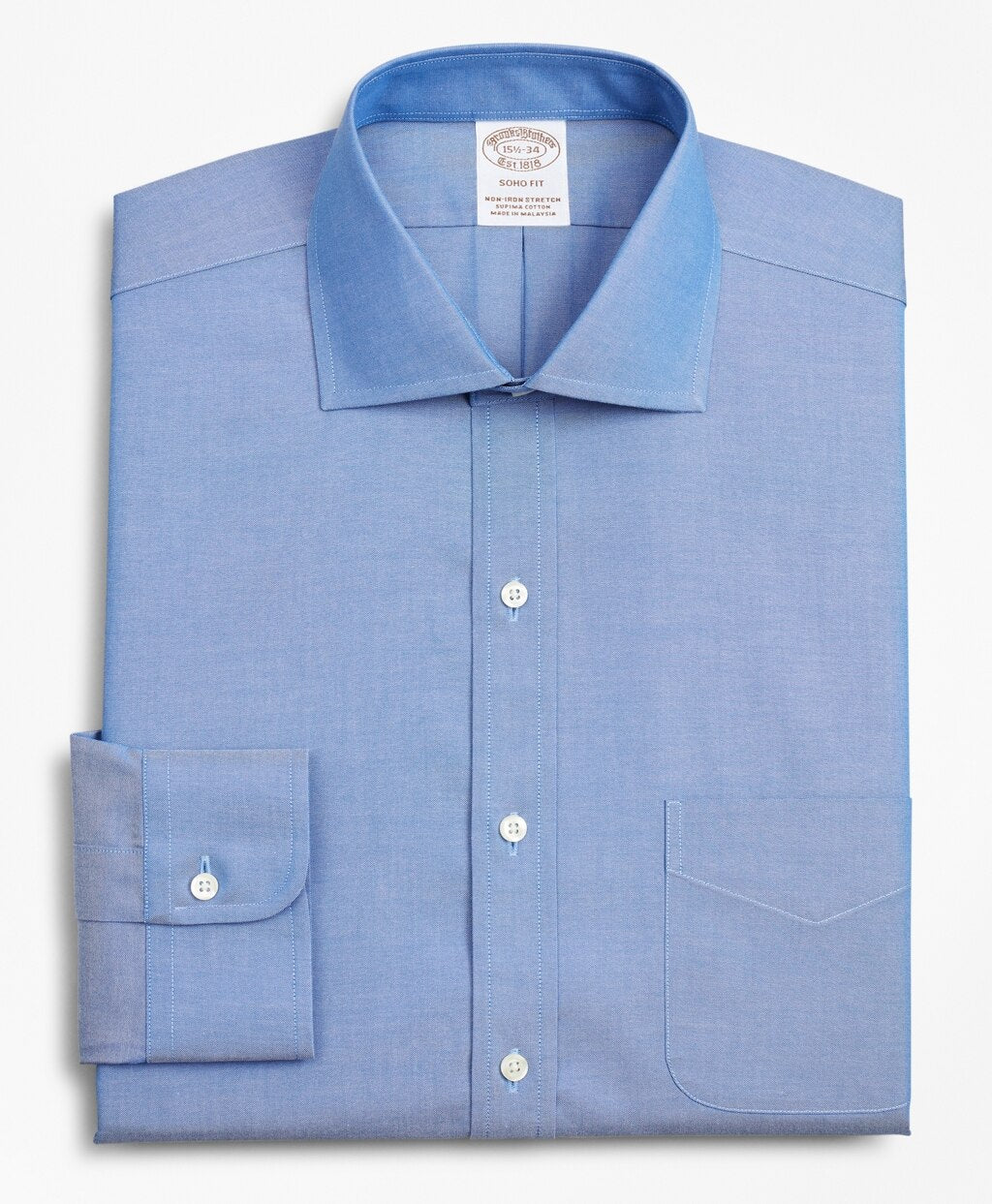 Brooks Brothers Men Stretch Soho Extra-Slim-Fit Dress Shirt, Non-Iron Pinpoint English Collar