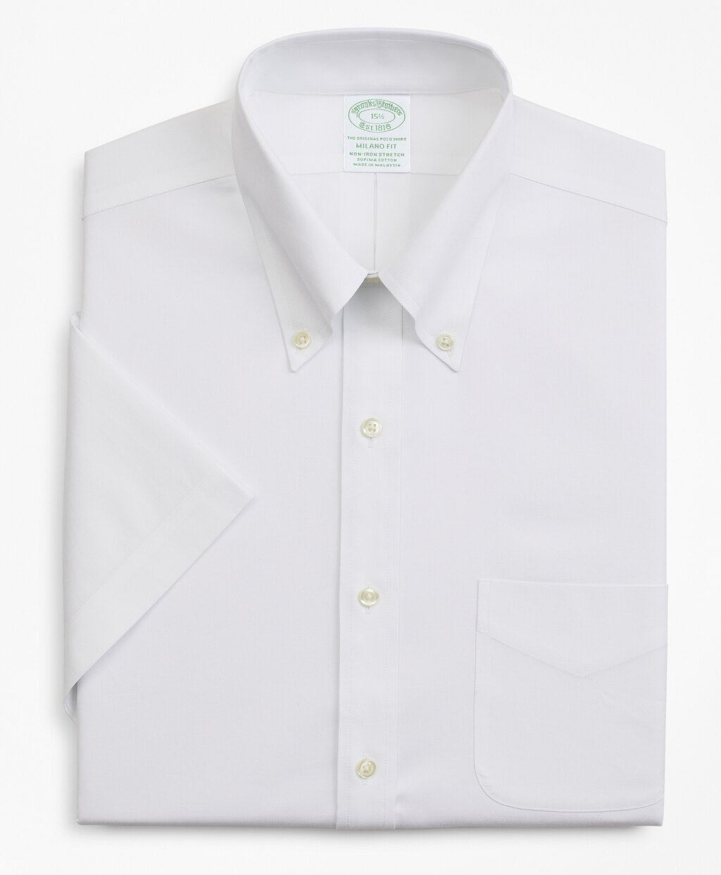 Brooks Brothers Men Stretch Milano Slim-Fit Dress Shirt, Non-Iron Pinpoint Short-Sleeve