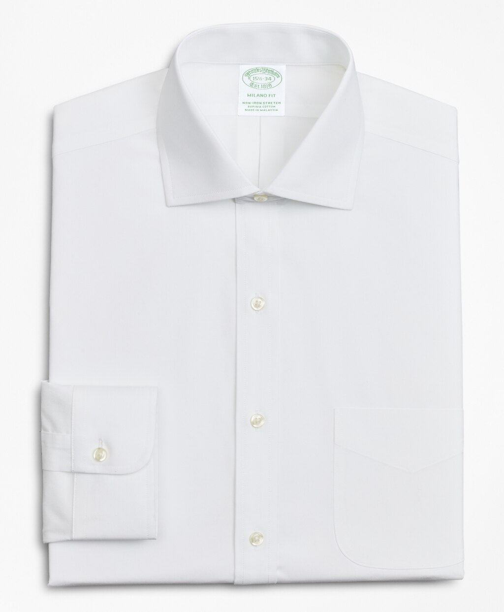 Brooks Brothers Men Stretch Milano Slim-Fit Dress Shirt, Non-Iron Poplin English Collar