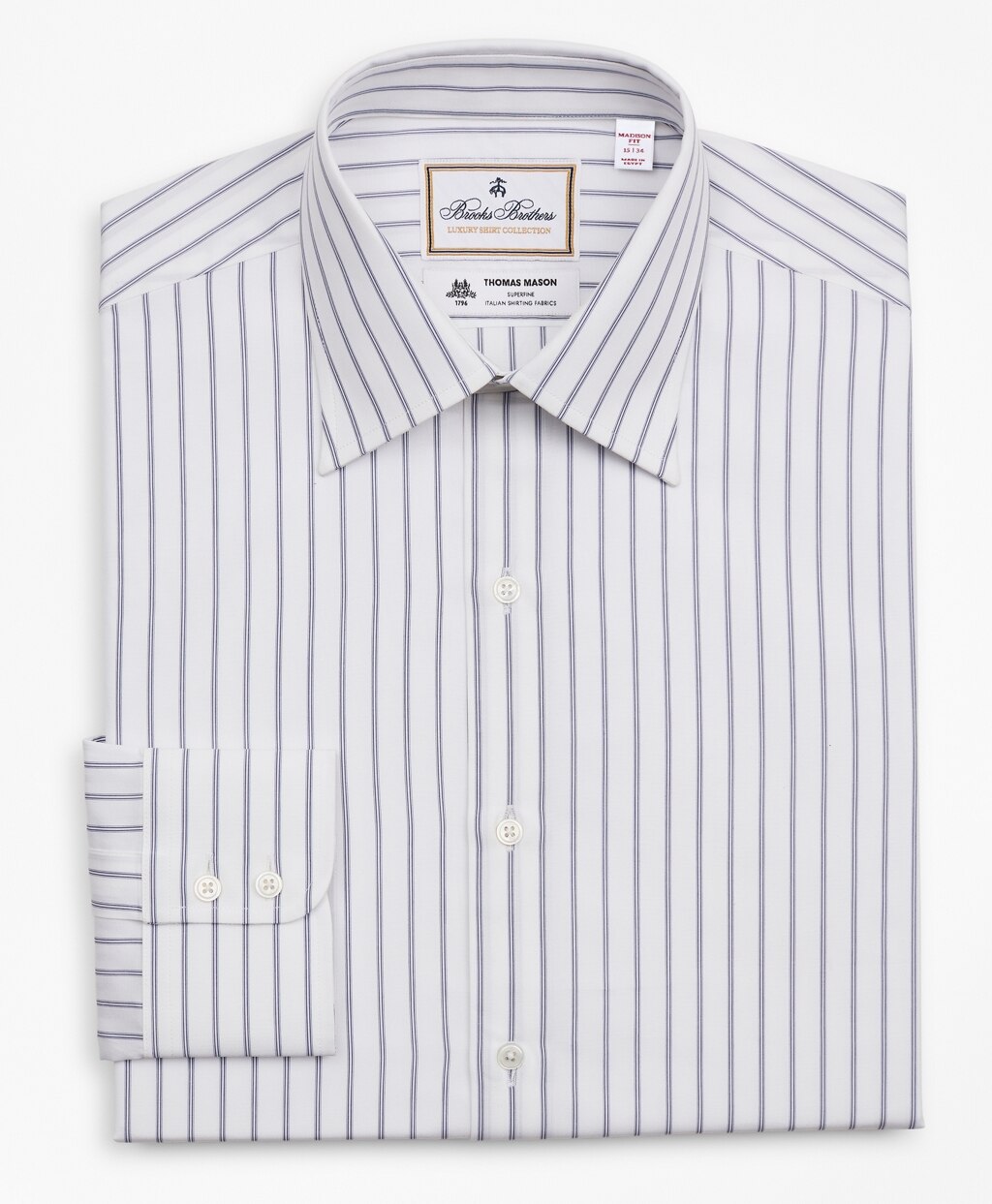Brooks Brothers Men Luxury Collection Madison Classic-Fit Dress Shirt, Franklin Spread Collar Micro-Outline Stripe