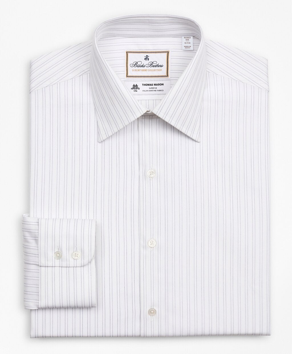 Brooks Brothers Men Luxury Collection Soho Extra-Slim-Fit Dress Shirt, Franklin Spread Collar Stripe