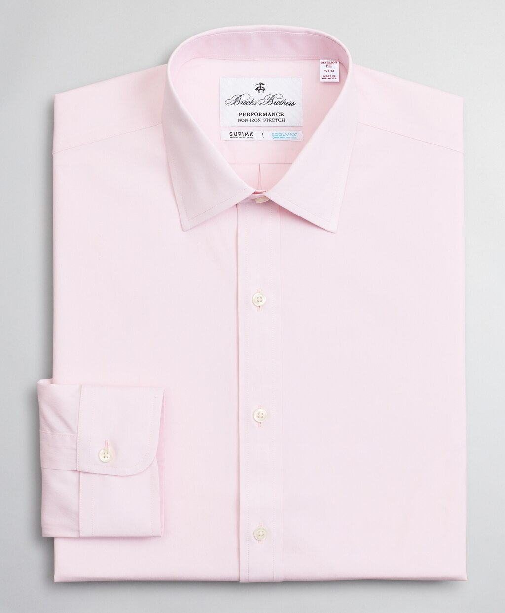 Brooks Brothers Men Madison Classic-Fit Dress Shirt, Performance Non-Iron with COOLMAX®, Ainsley Collar Twill