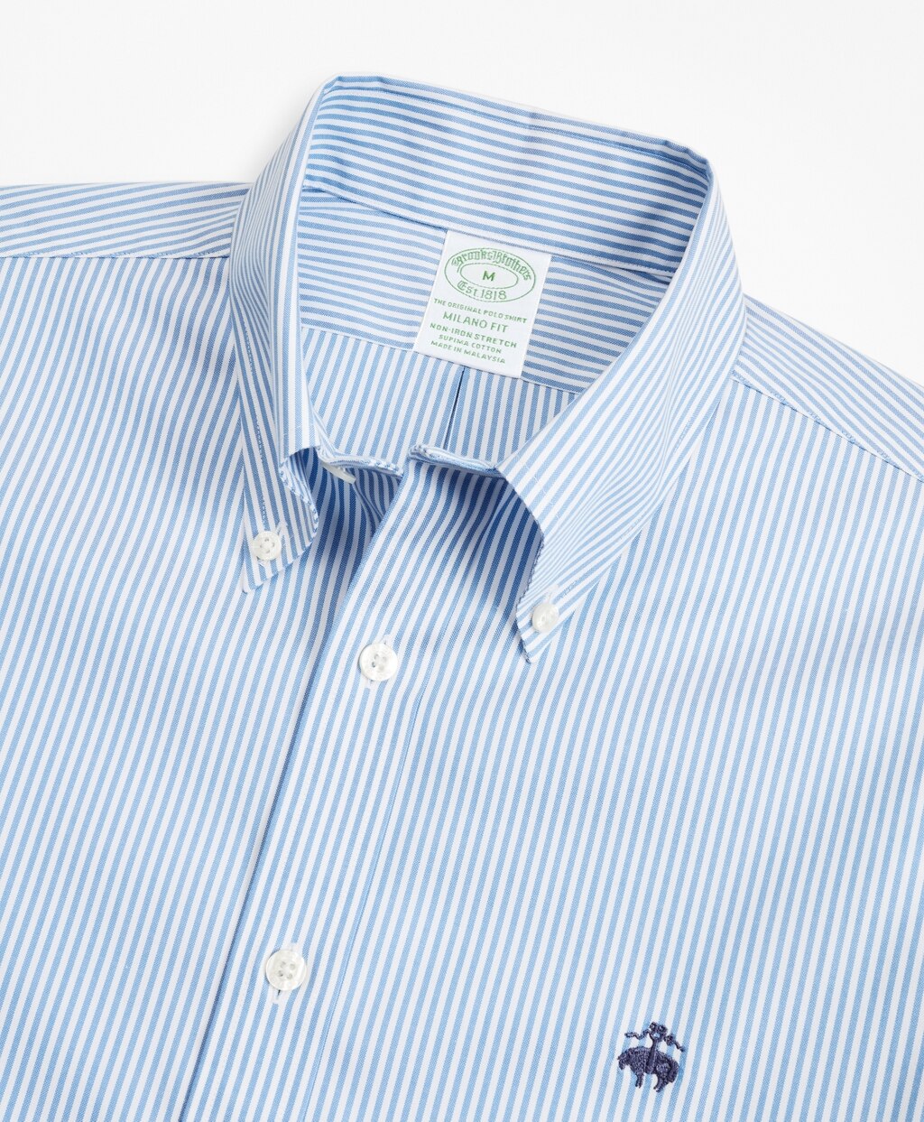 Brooks Brothers Men Stretch Milano Slim-Fit Sport Shirt, Non-Iron Stripe