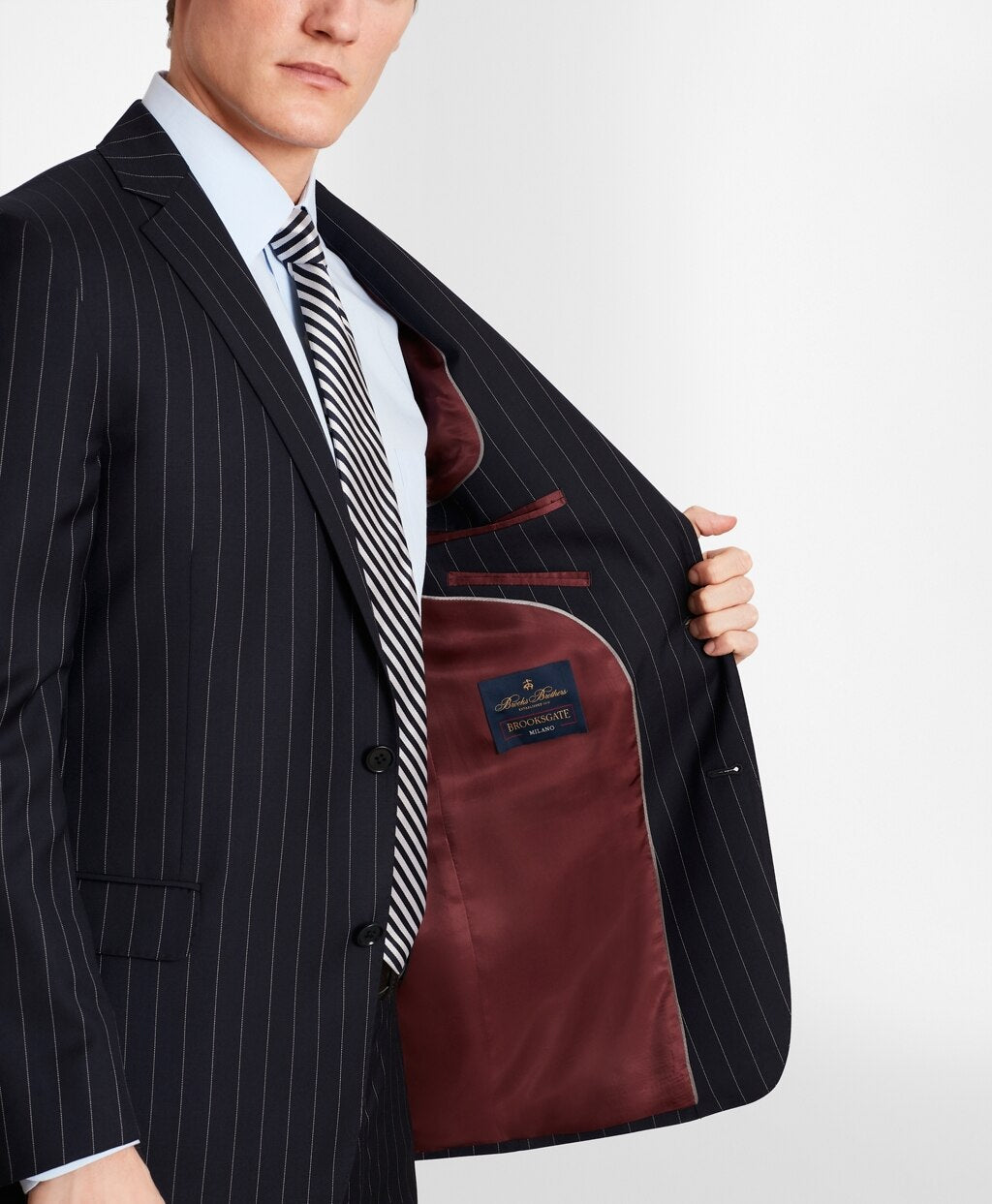 Brooks Brothers Men BrooksGate™ Milano-Fit Bead-Stripe Twill Suit Jacket