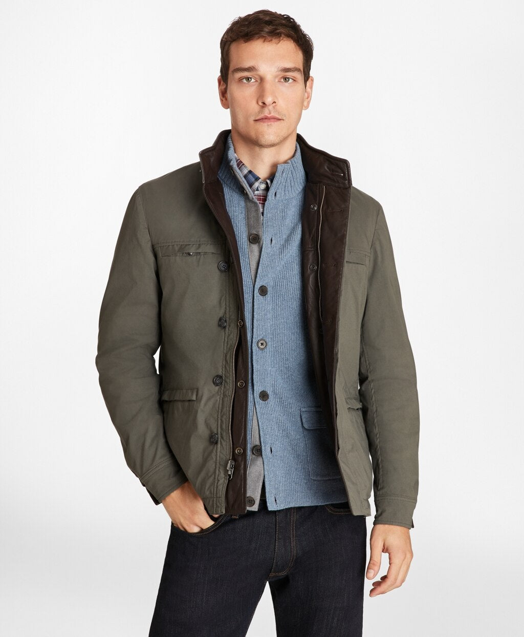 Brooks Brothers Men Reversible Leather Jacket