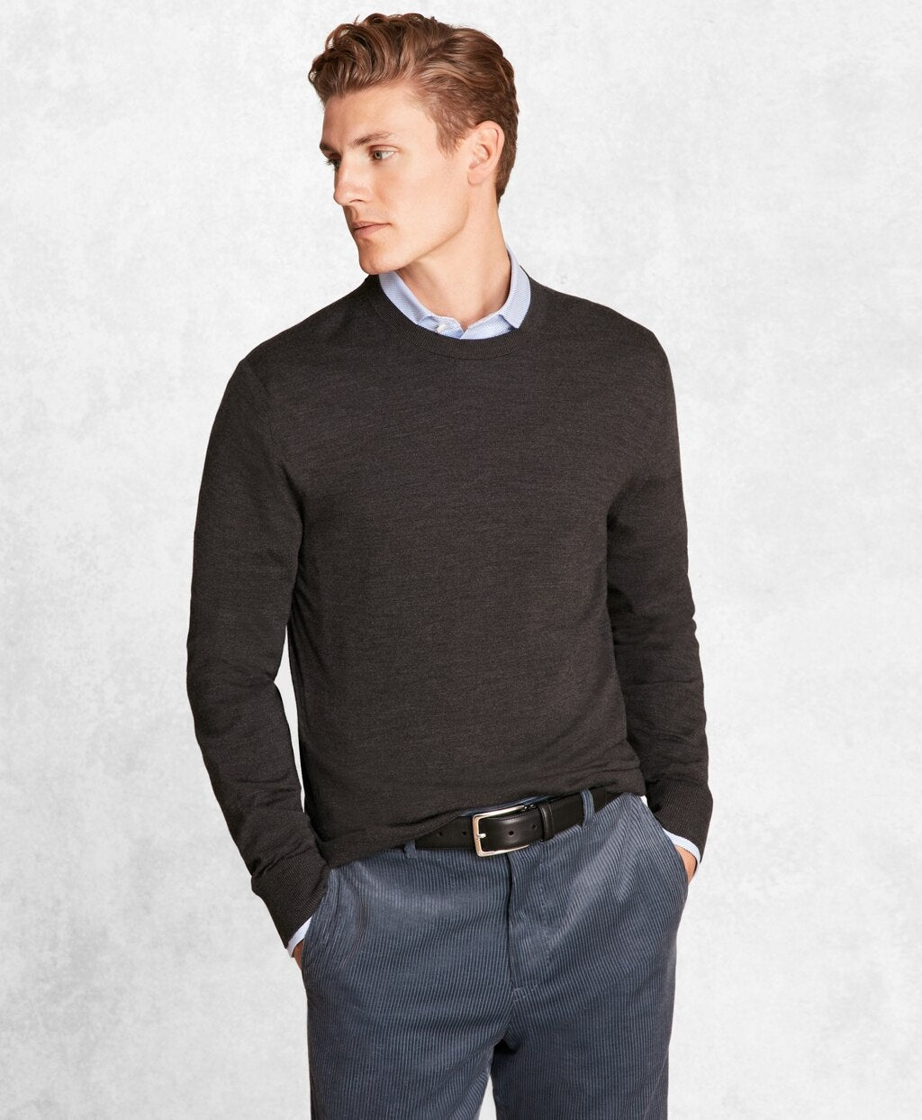Brooks Brothers Men Golden Fleece® 3-D Knit Fine-Gauge Merino Crewneck Sweater