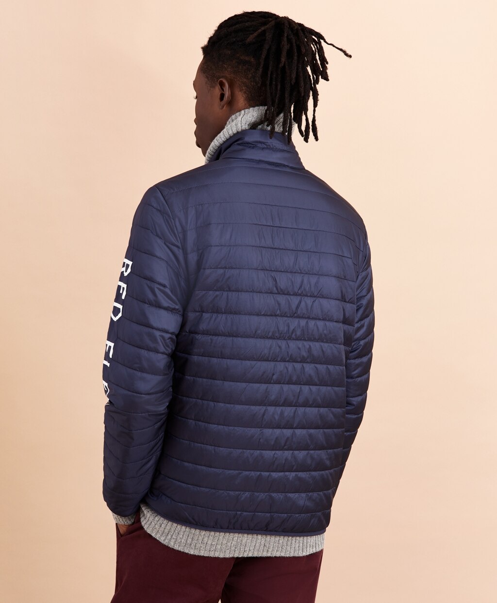 Brooks Brothers Men Water-Resistant Red Fleece Puffer Jacket