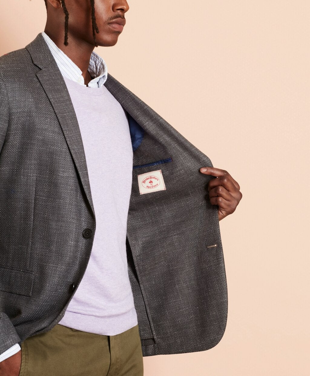 Brooks Brothers Men Wool-Blend Basketweave Two-Button Sport Coat