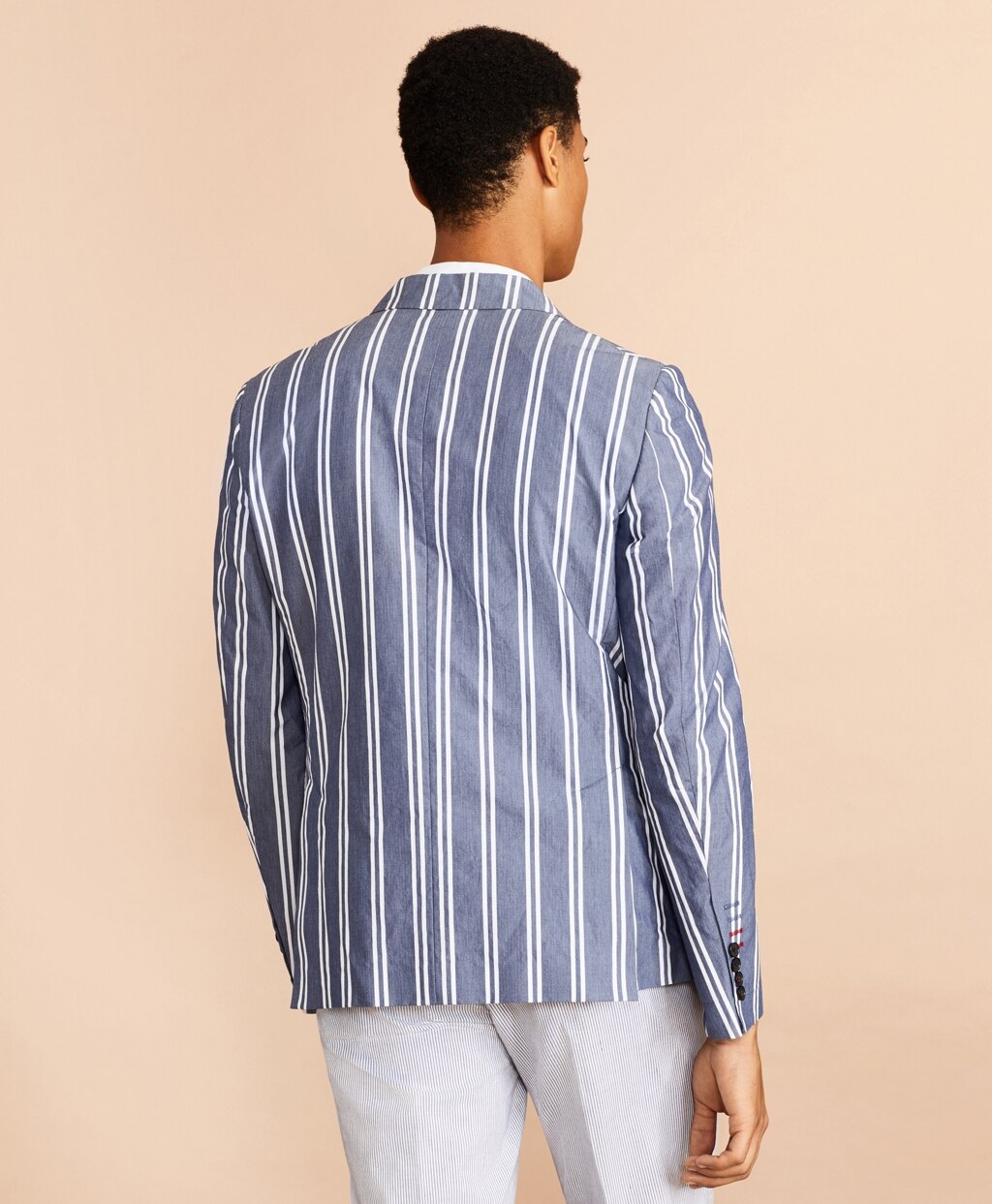 Brooks Brothers Men Striped Cotton Chambray Sport Coat