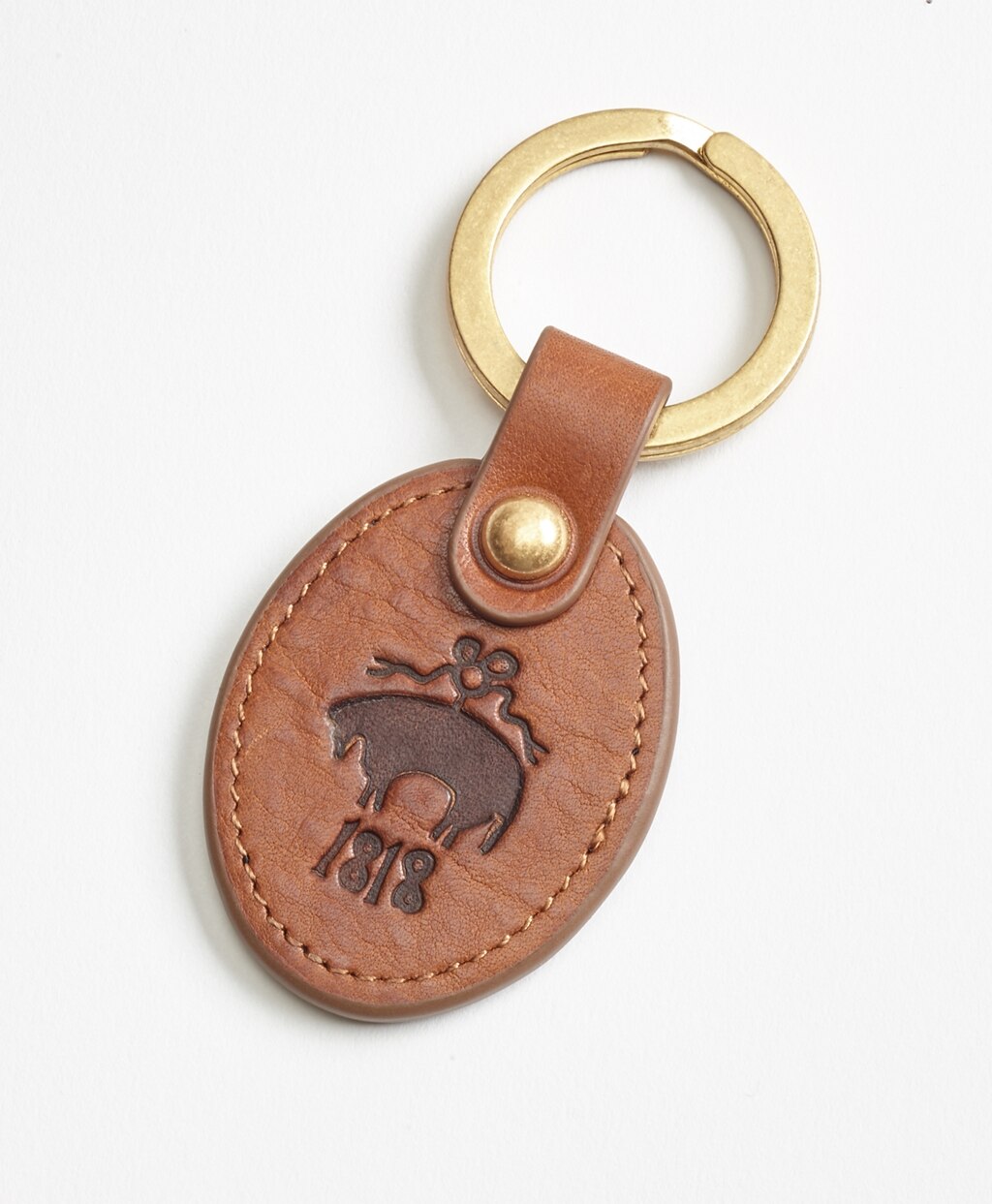 Brooks Brothers Men Leather Logo Key Fob