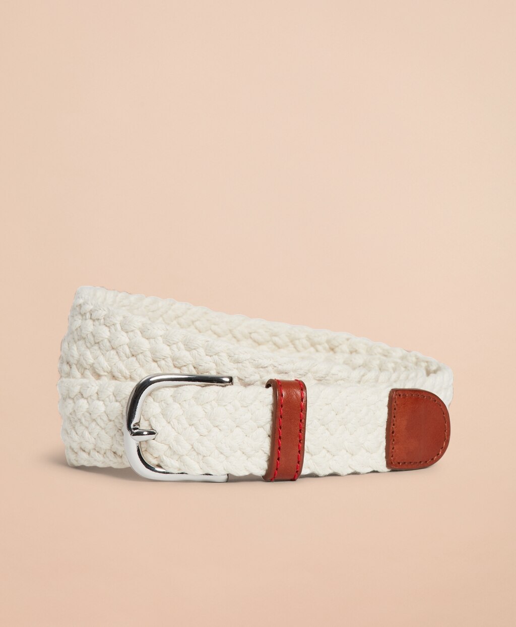 Brooks Brothers Men Braided Leather-Trim Belt