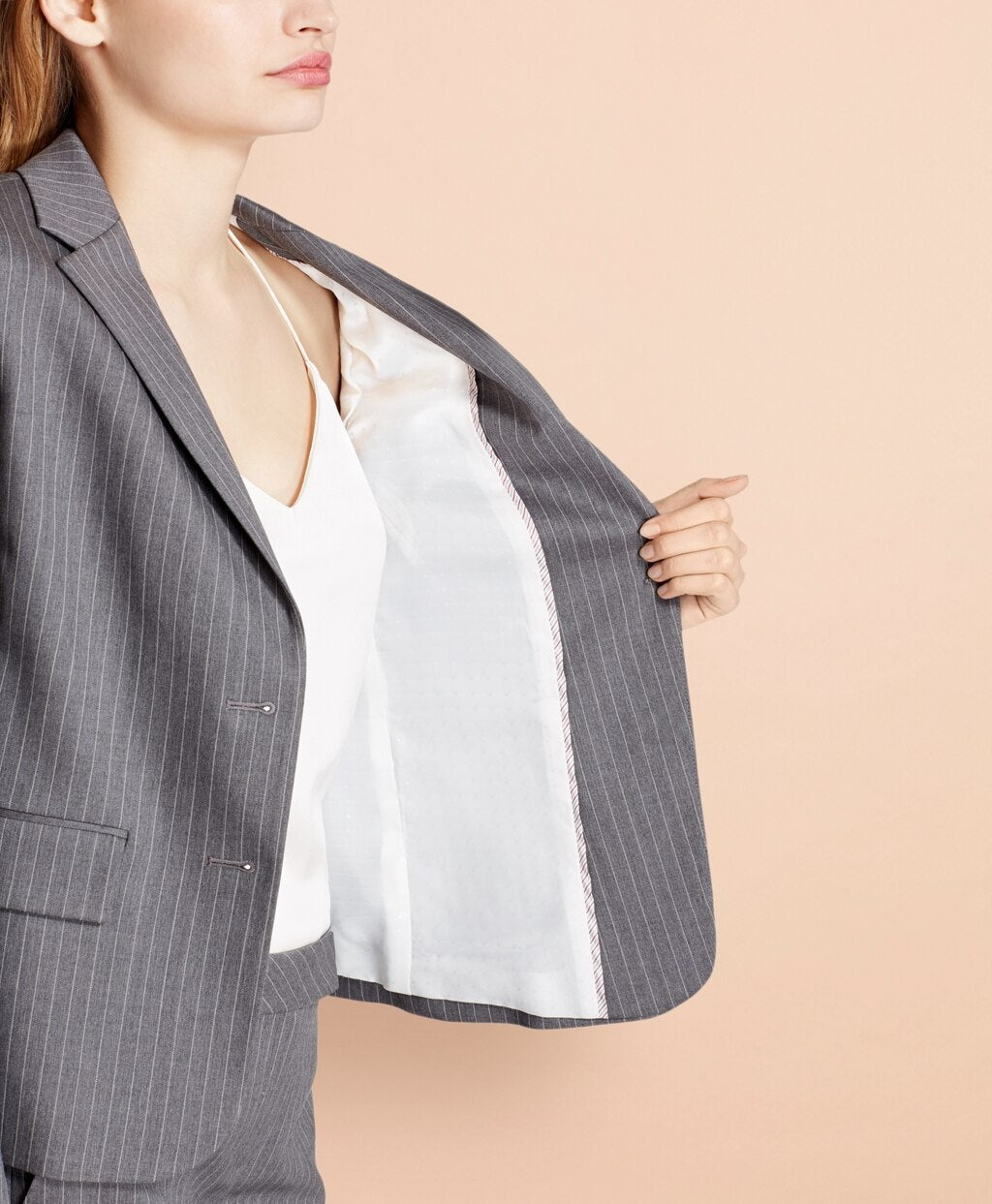 Brooks Brothers Women Pinstripe Stretch Wool Two-Button Jacket