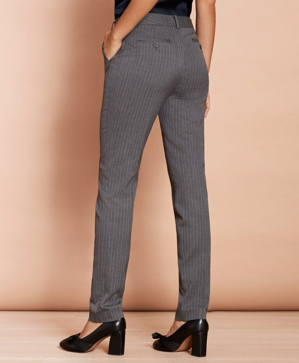 Brooks Brothers Women Slim-Fit Pinstripe Stretch Wool Pants