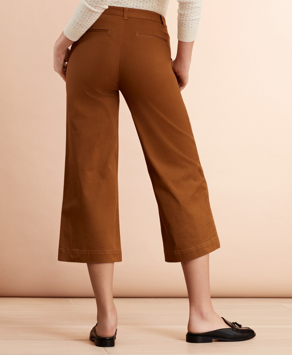 Brooks Brothers Women Stretch Cotton Twill Cropped Wide-Leg Pants