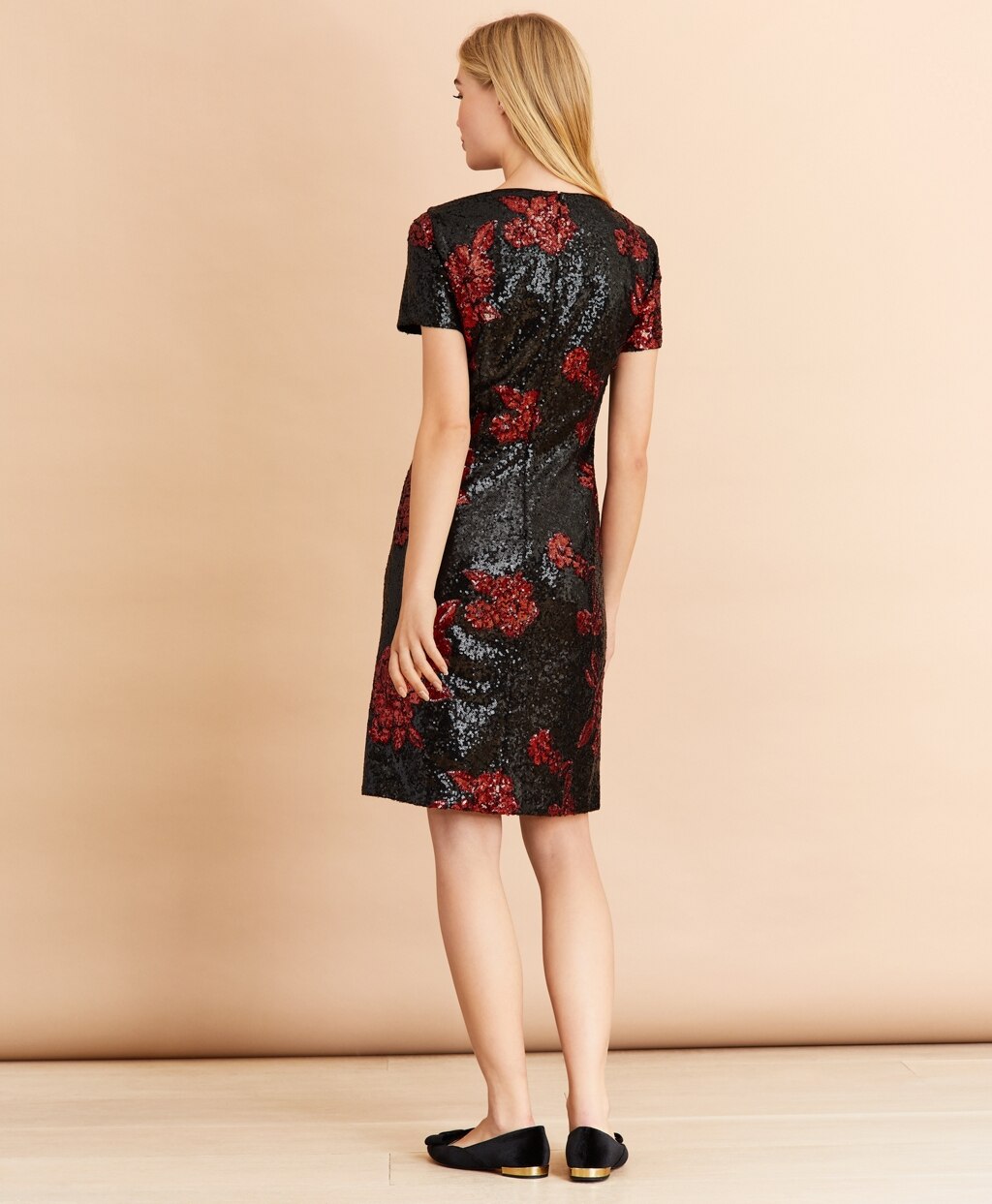 Brooks Brothers Women Floral Sequined Shift Dress