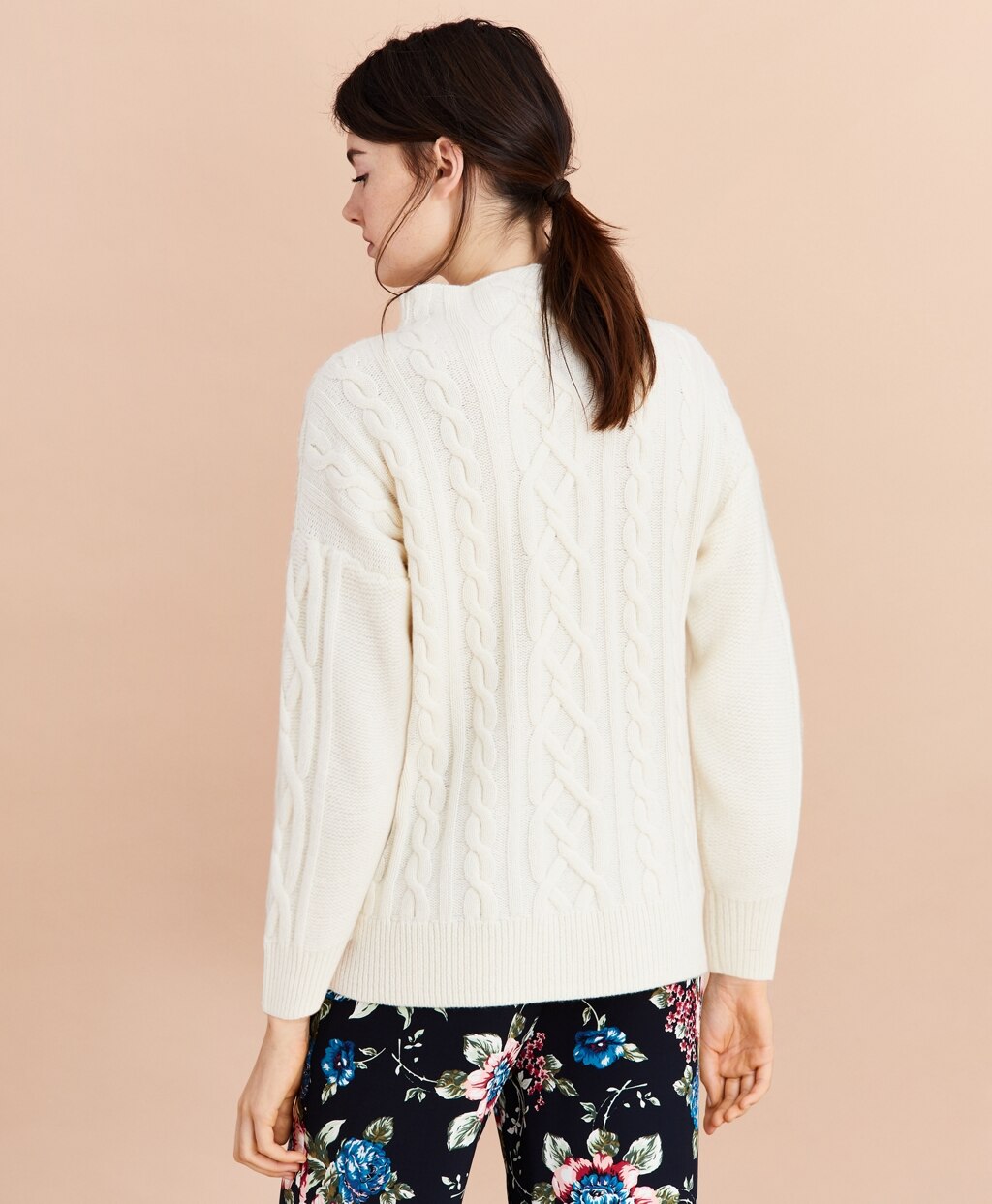 Brooks Brothers Women Stretch Merino Wool Cable-Knit Sweater