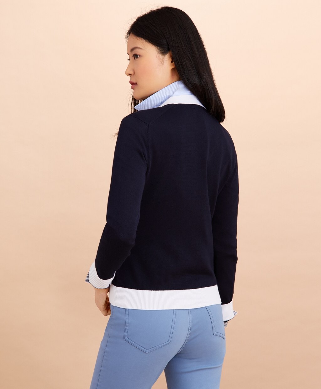 Brooks Brothers Women Contrast-Trim Cotton-Blend Cardigan