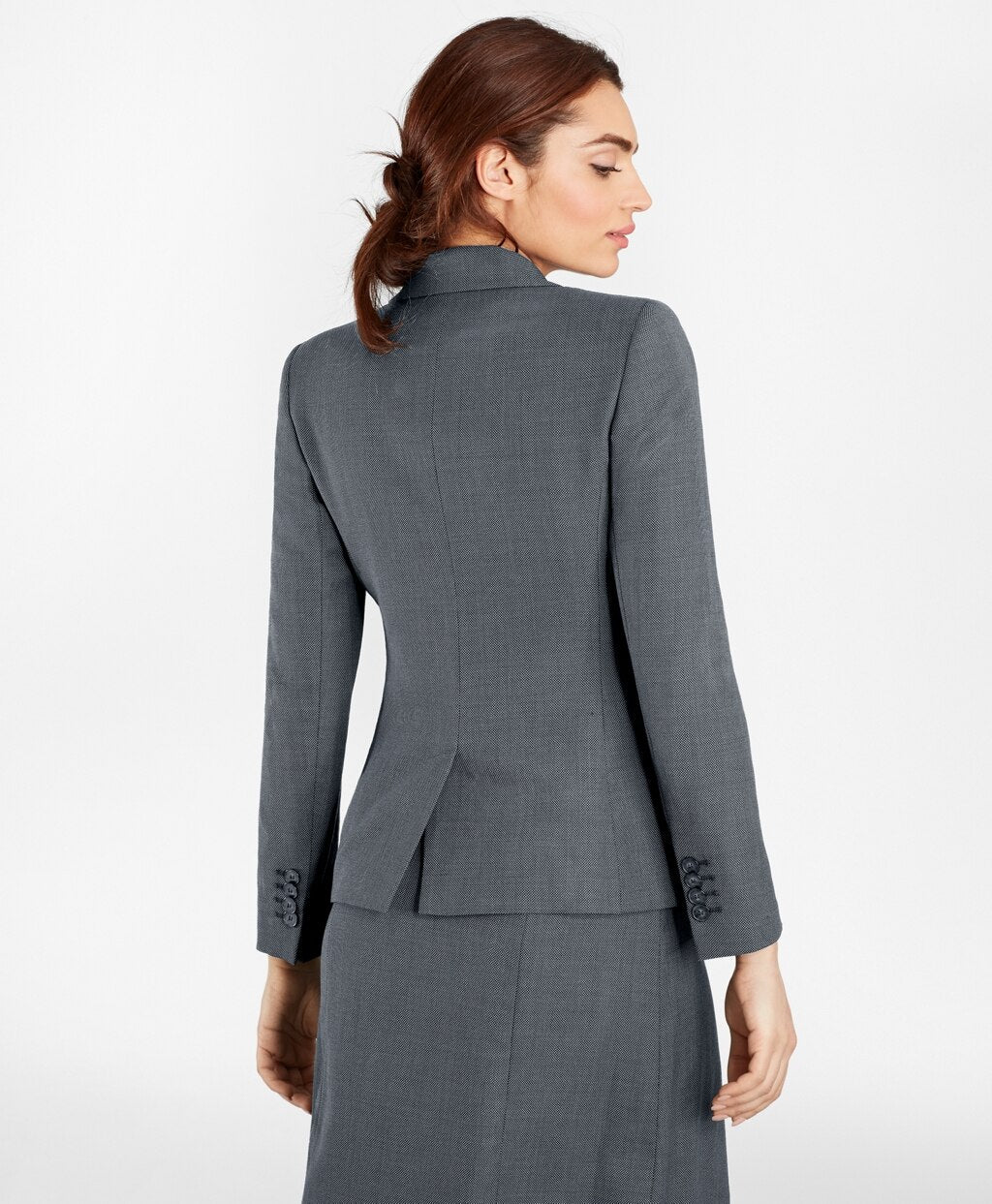 Brooks Brothers Women Bird's-Eye Stretch-Wool One-Button Jacket