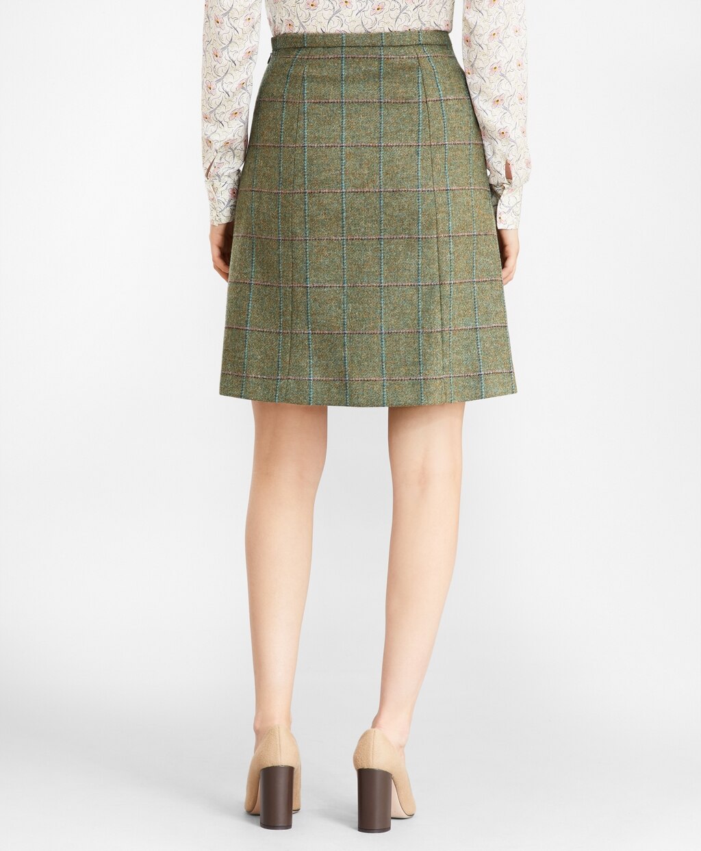 Brooks Brothers Women Checked Wool Tweed Skirt