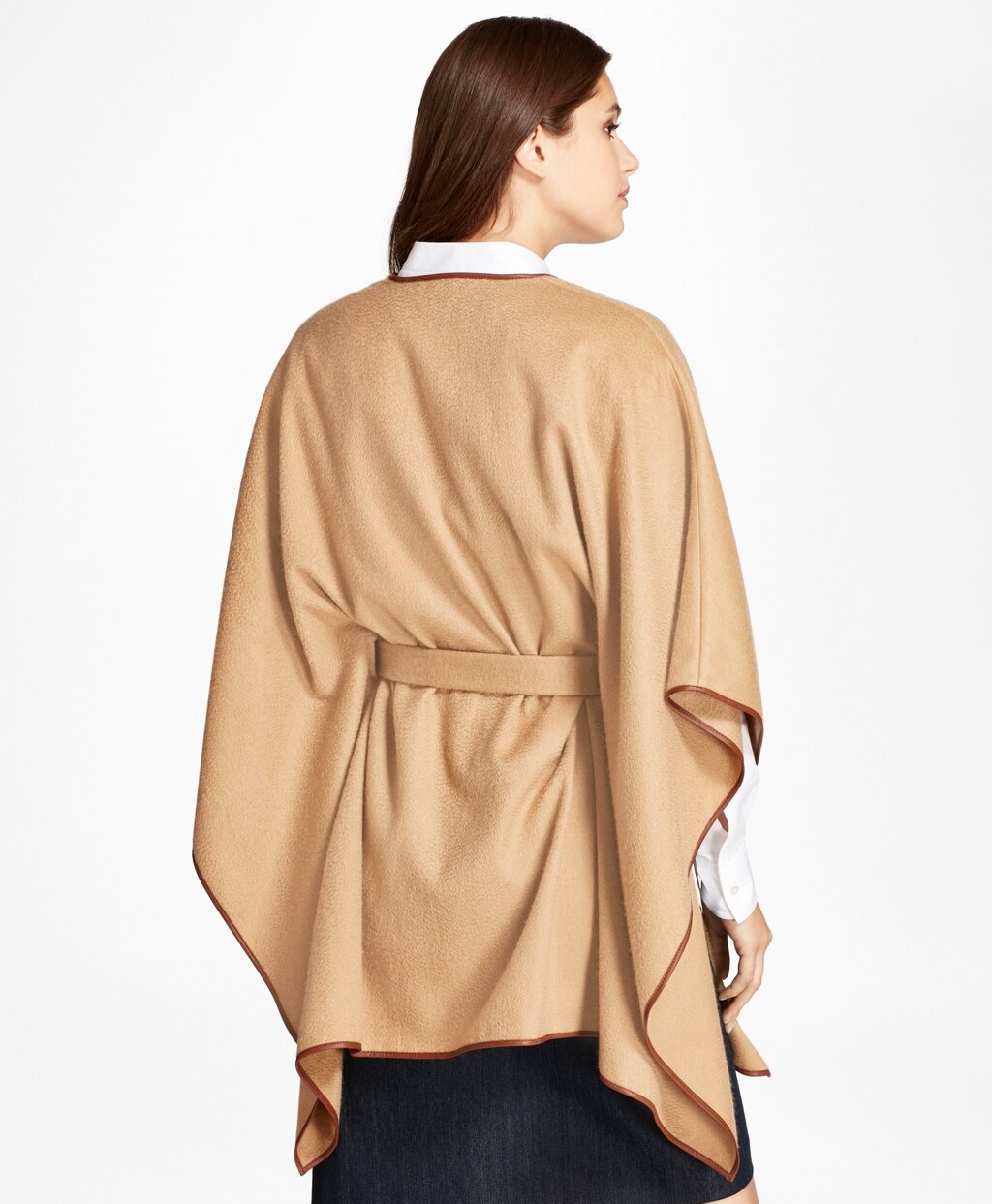Brooks Brothers Women Leather-Trimmed Cashmere Kimono