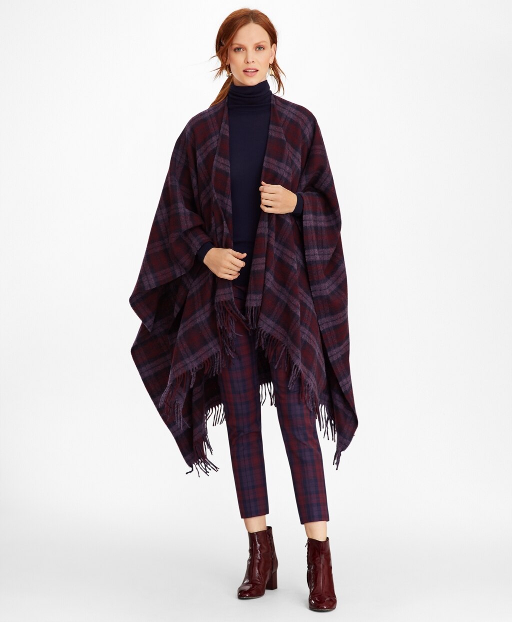 Brooks Brothers Women Tartan Wool Ruana