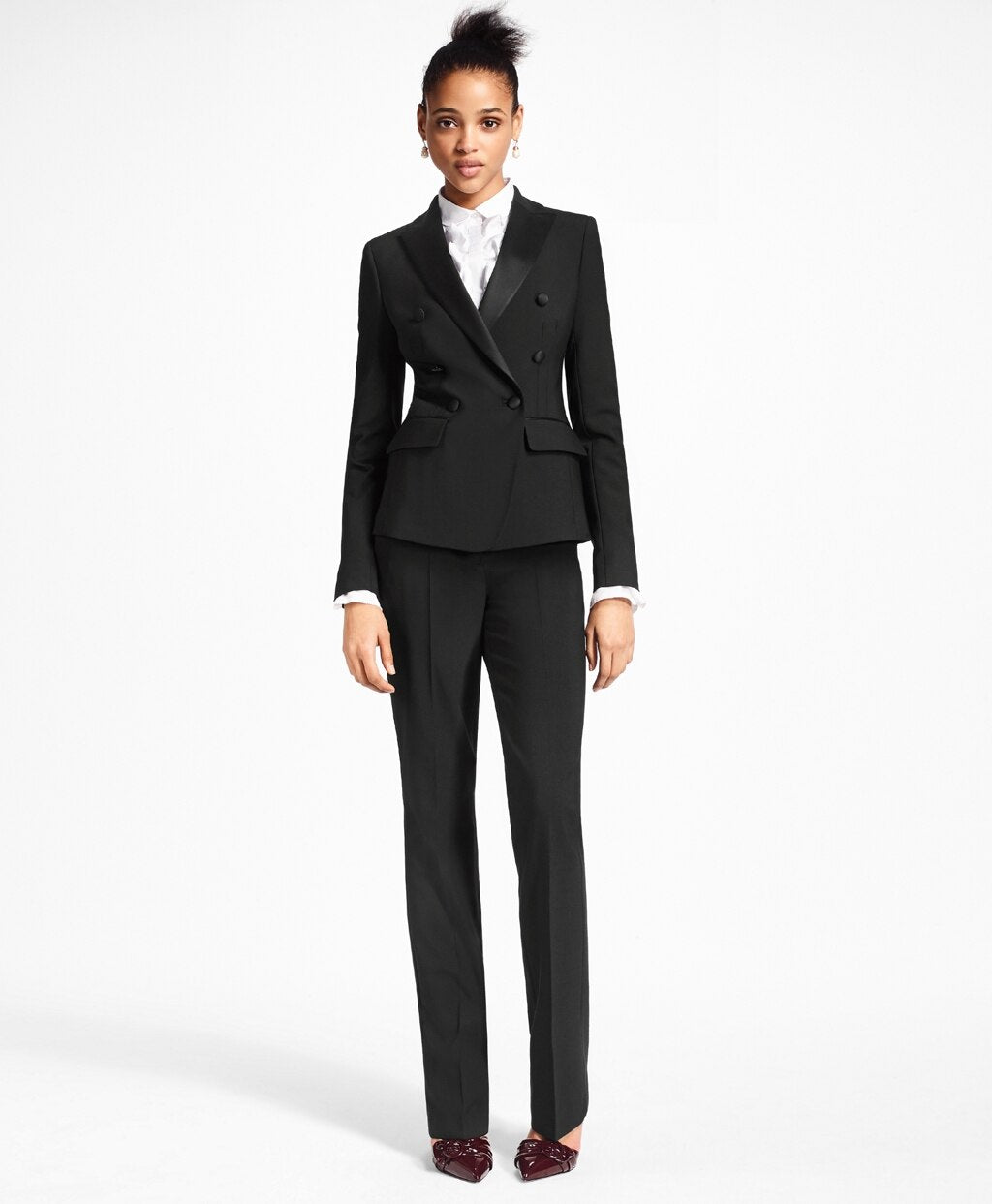 Brooks Brothers Women Stretch-Wool Crepe Tuxedo Pants