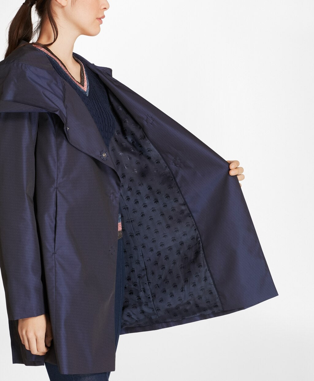 Brooks Brothers Women Water-Repellent Dobby Swing Coat