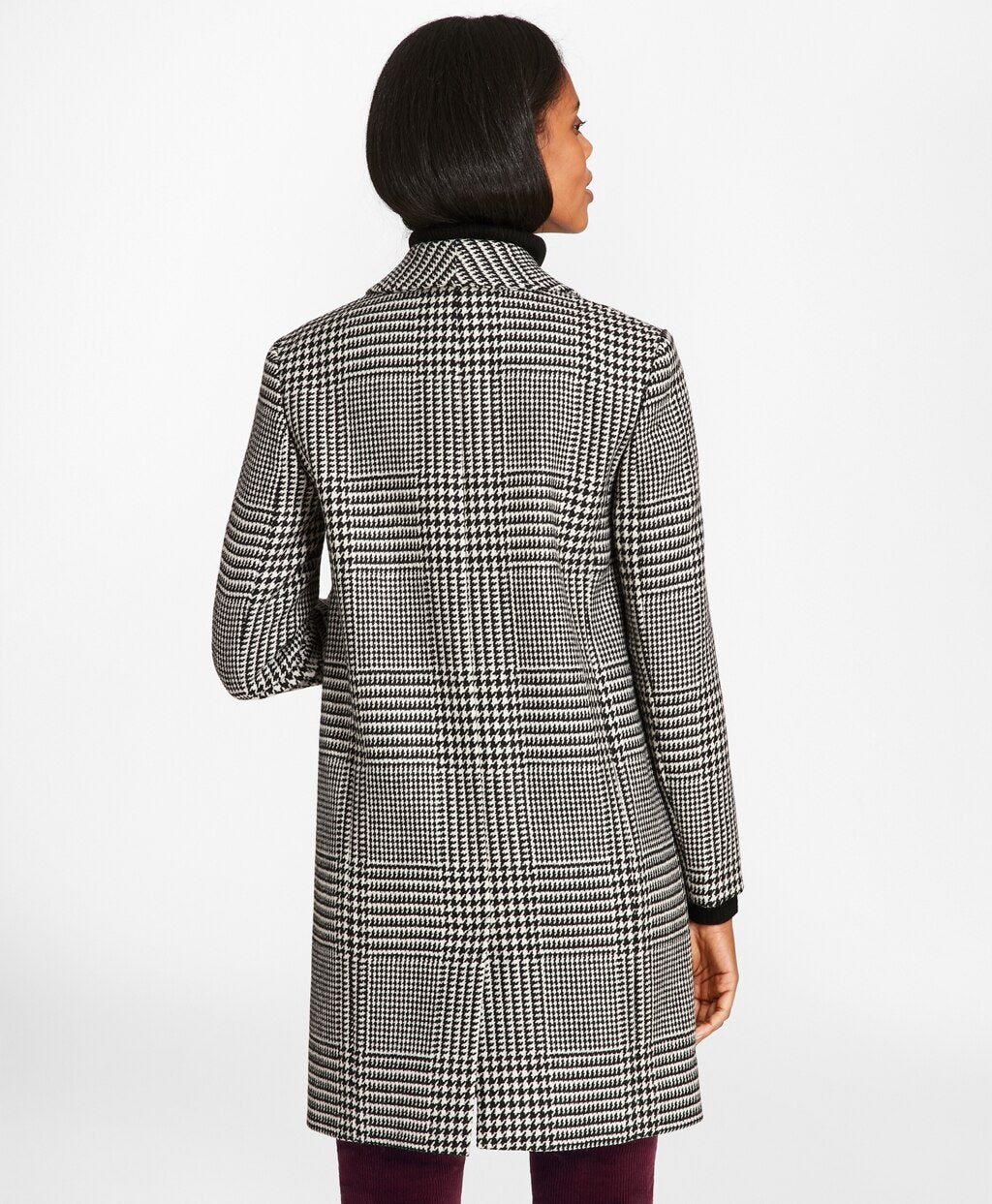 Brooks Brothers Women Glen Plaid Wool Cocoon Coat