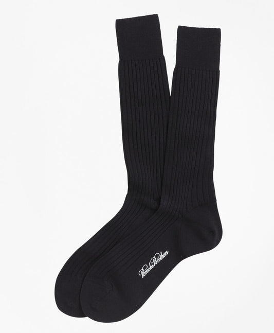 Brooks Brothers Men Merino Wool Ribbed Crew Socks