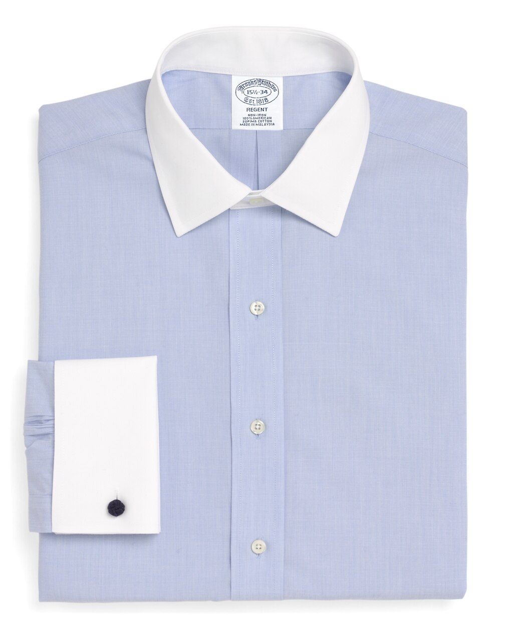 Brooks Brothers Men Regent Fitted Dress Shirt, Non-Iron Contrast Ainsley Collar French Cuff