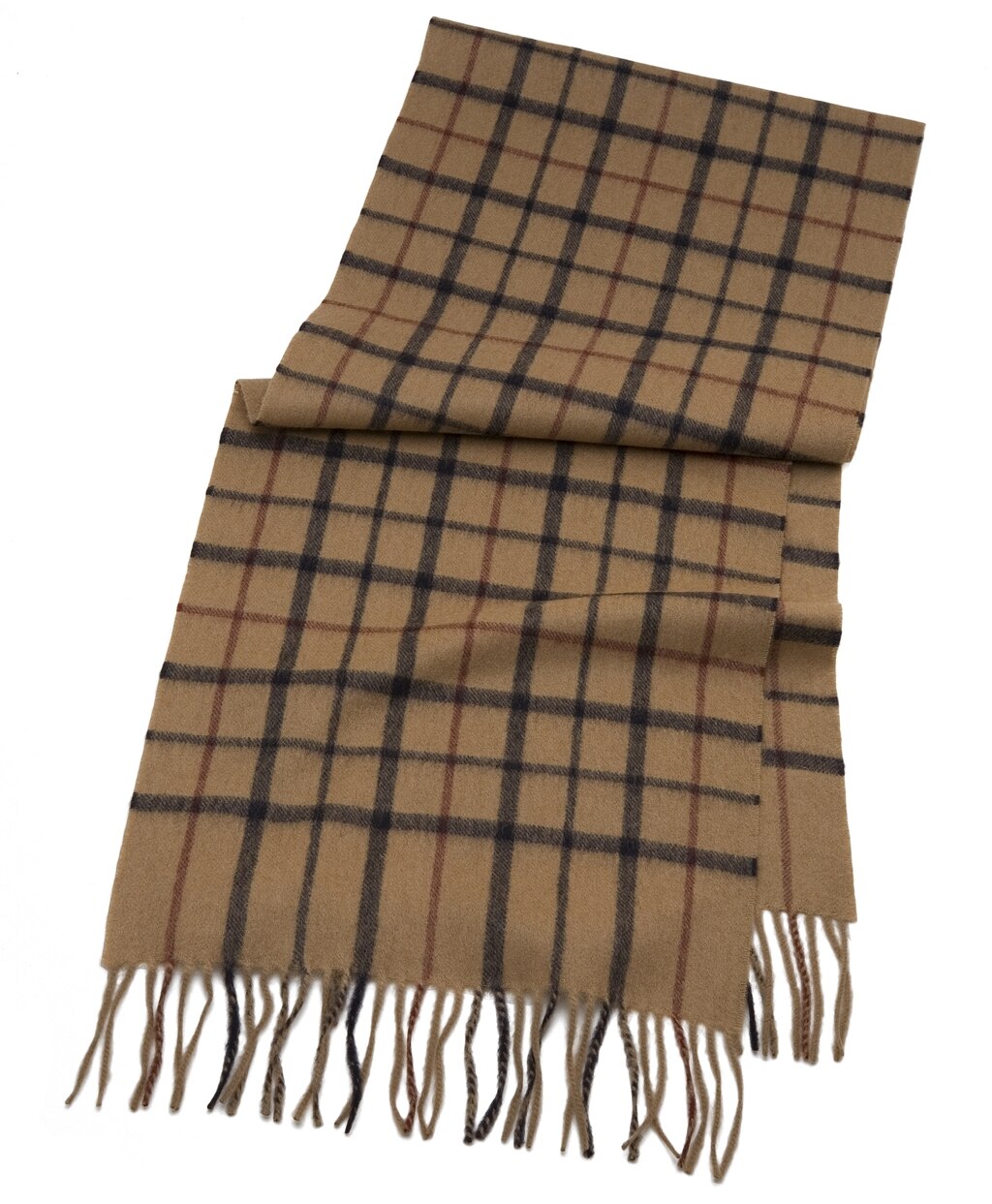 Brooks Brothers Men Tattersall Camel Hair Scarf