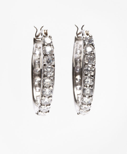 Brooks Brothers Women Crystal-Studded Hoop Earrings