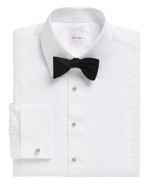 Brooks Brothers Men Golden Fleece® Madison Fit Swiss Pleat Tennis Collar French Cuff Tuxedo Shirt