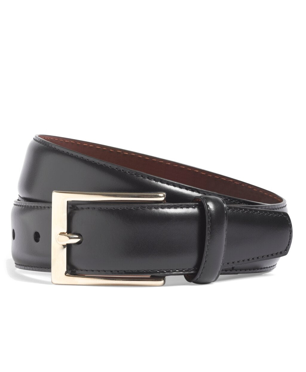 Brooks Brothers Men Gold Buckle Leather Dress Belt