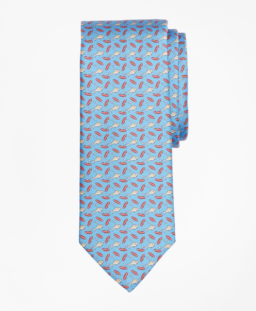 Brooks Brothers Men Shark and Surf Board Print Tie