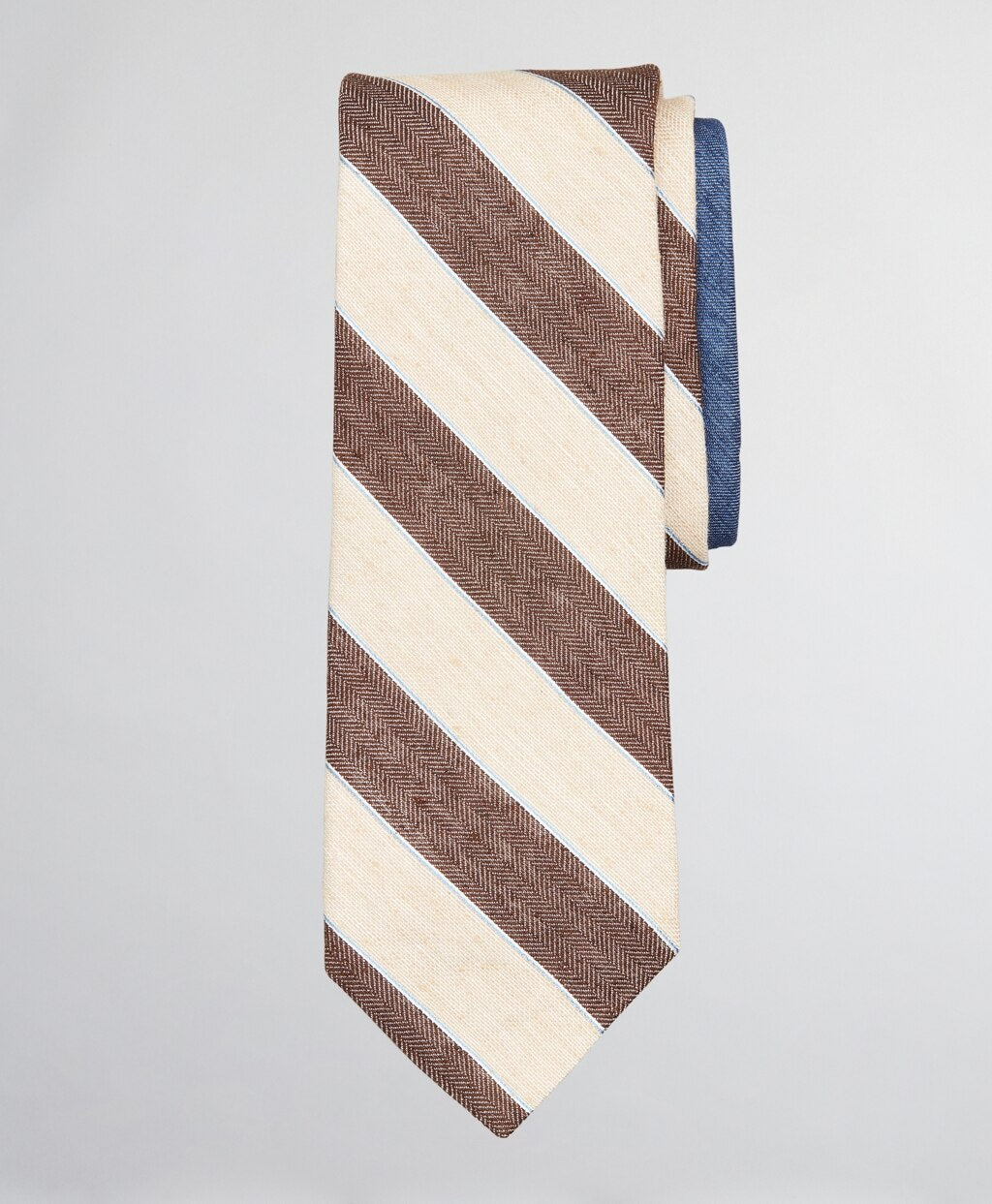 Brooks Brothers Men Silk and Linen Texture Stripe with Dot Tie