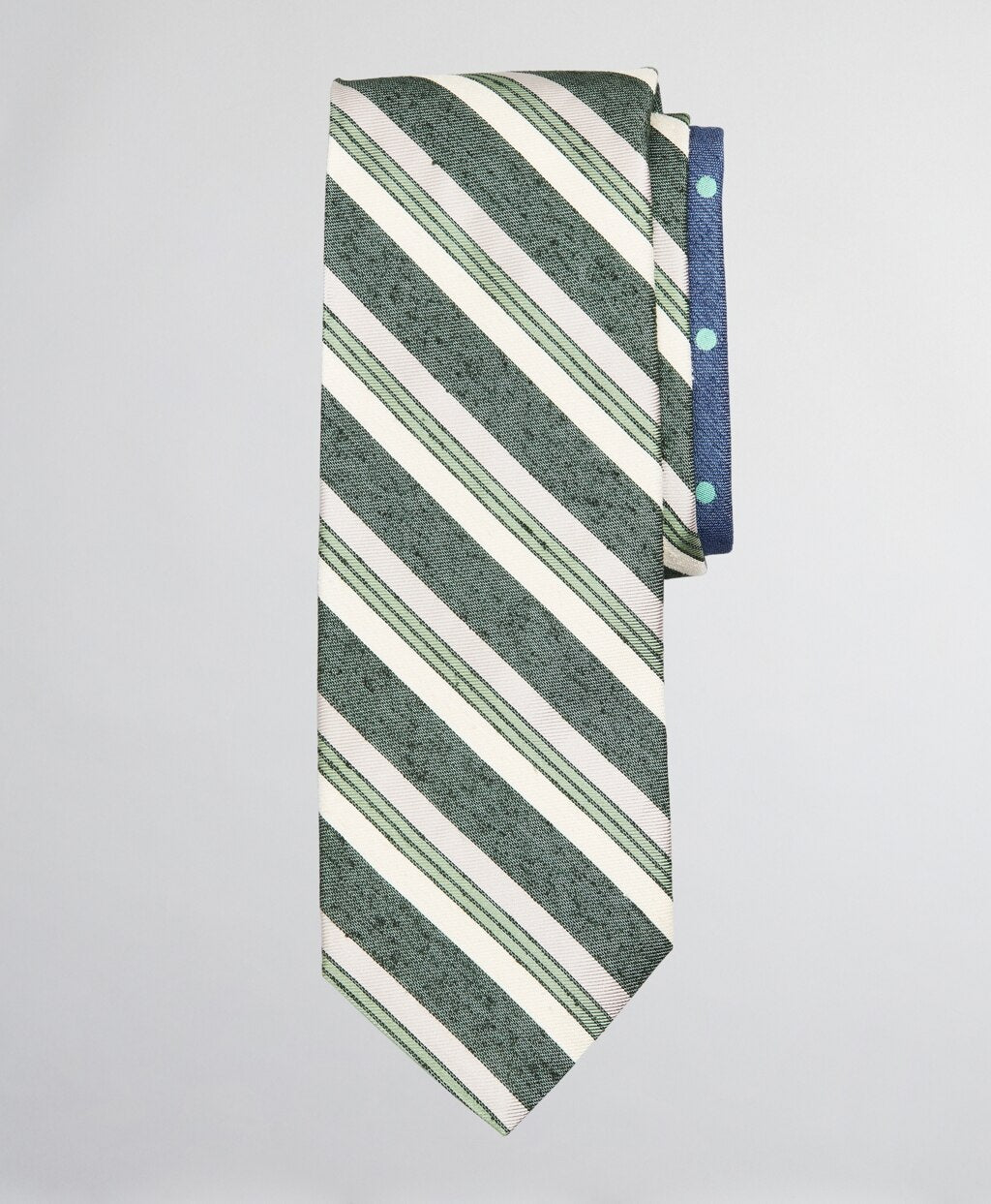 Brooks Brothers Men Silk and Linen Textured Variegated Stripe and Dot Tie