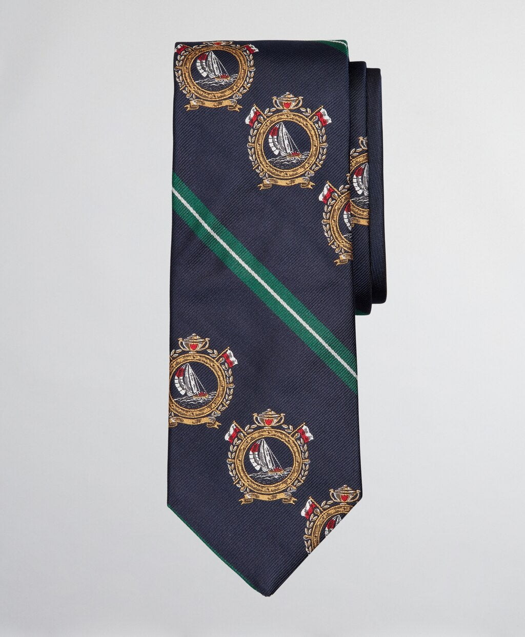 Brooks Brothers Men Limited Edition Archival Collection Nautical Crest and Rep Stripe Silk Tie