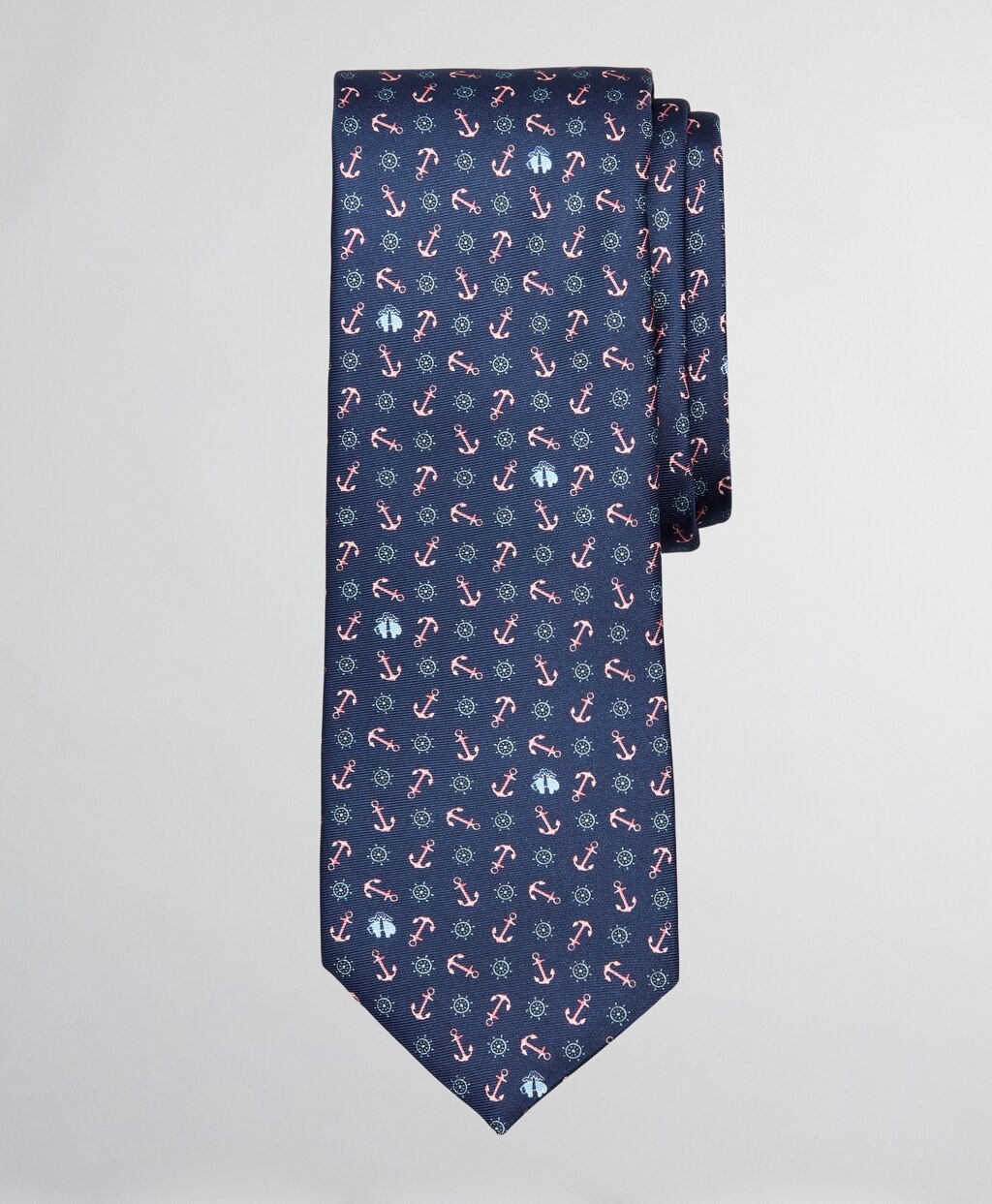 Brooks Brothers Men Anchor Wheel Print Tie