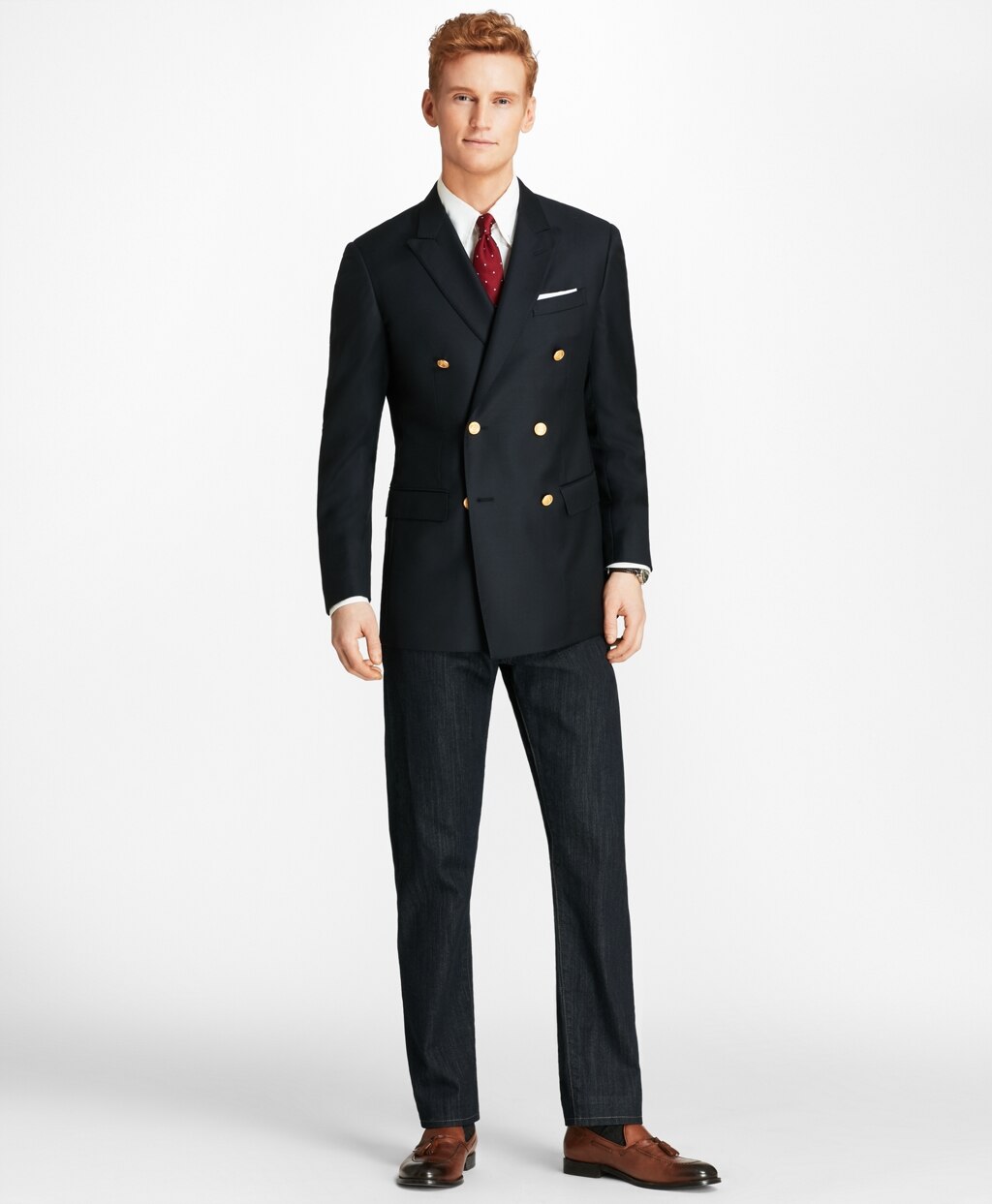 Brooks Brothers Men Country Club Milano Fit Saxxon™ Wool Double-Breasted Blazer