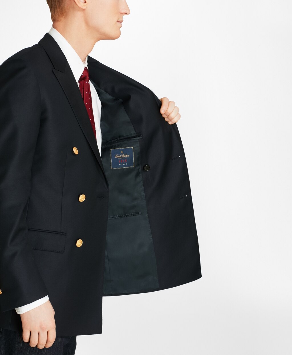 Brooks Brothers Men Country Club Milano Fit Saxxon™ Wool Double-Breasted Blazer