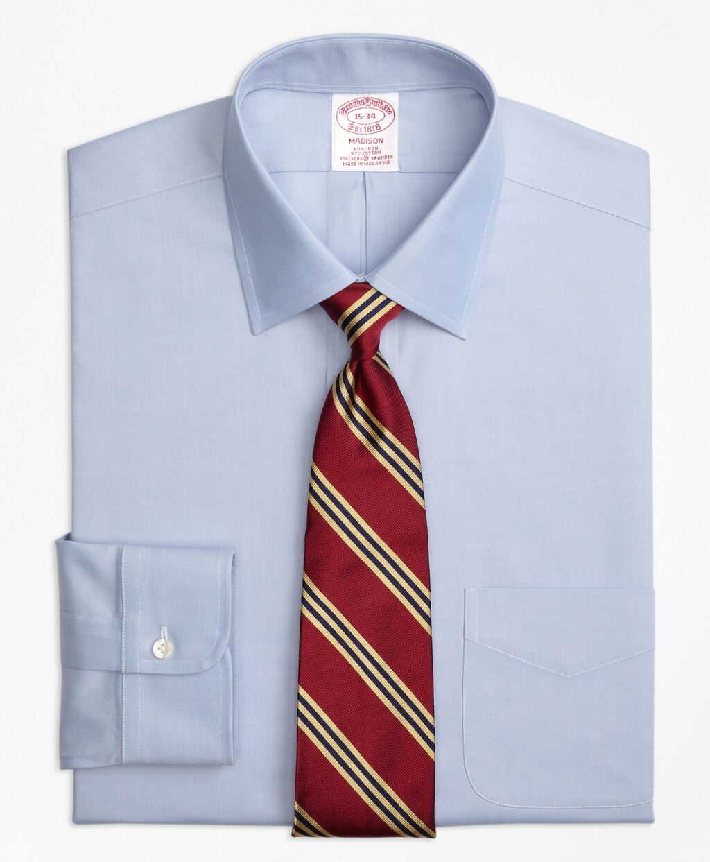 Brooks Brothers Men Stretch Madison Classic-Fit Dress Shirt, Non-Iron Pinpoint Spread Collar